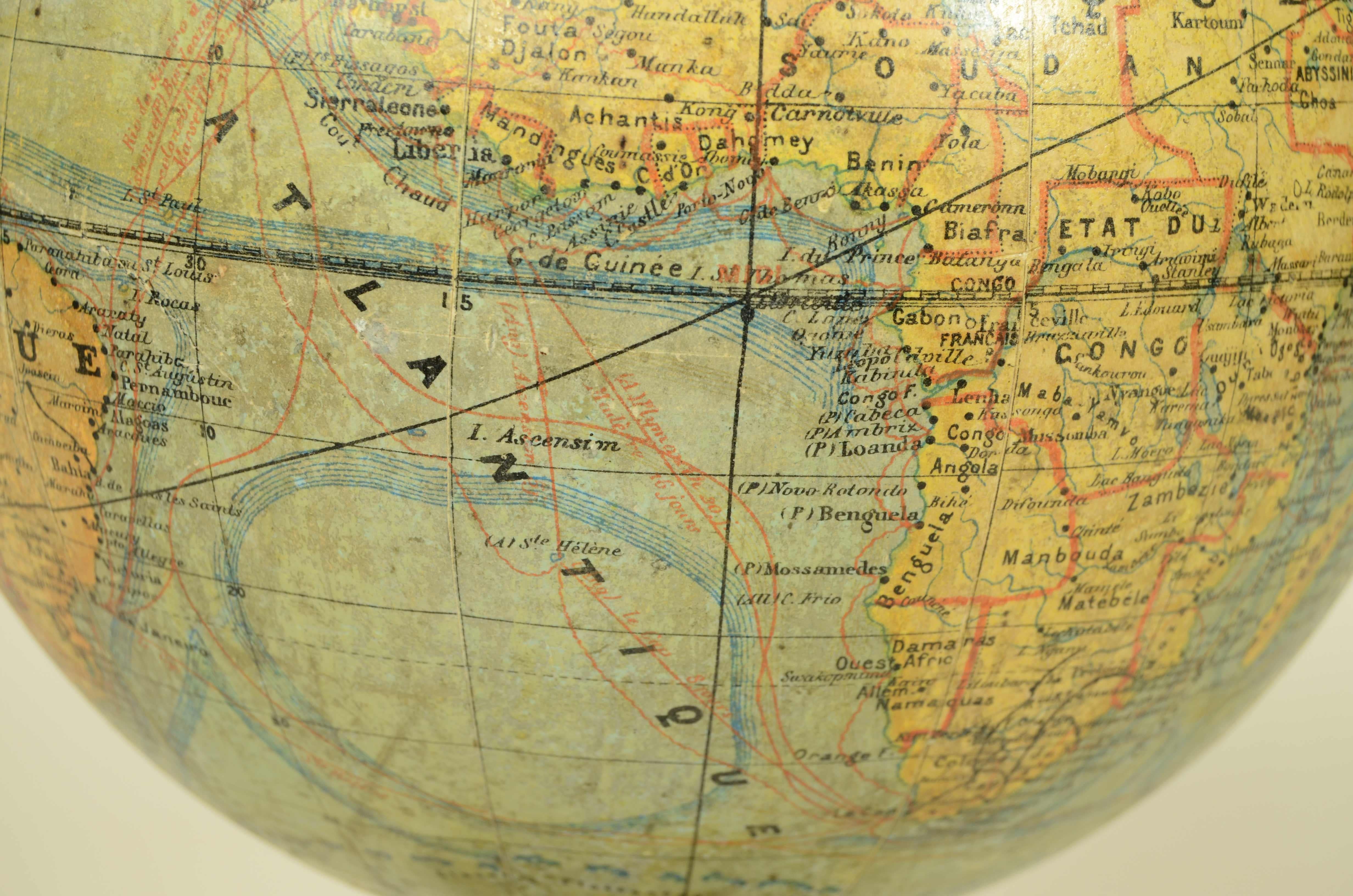 Globo terrestre edito alla fine del XIX secolo dal geografo francese J. Forest en vente 5