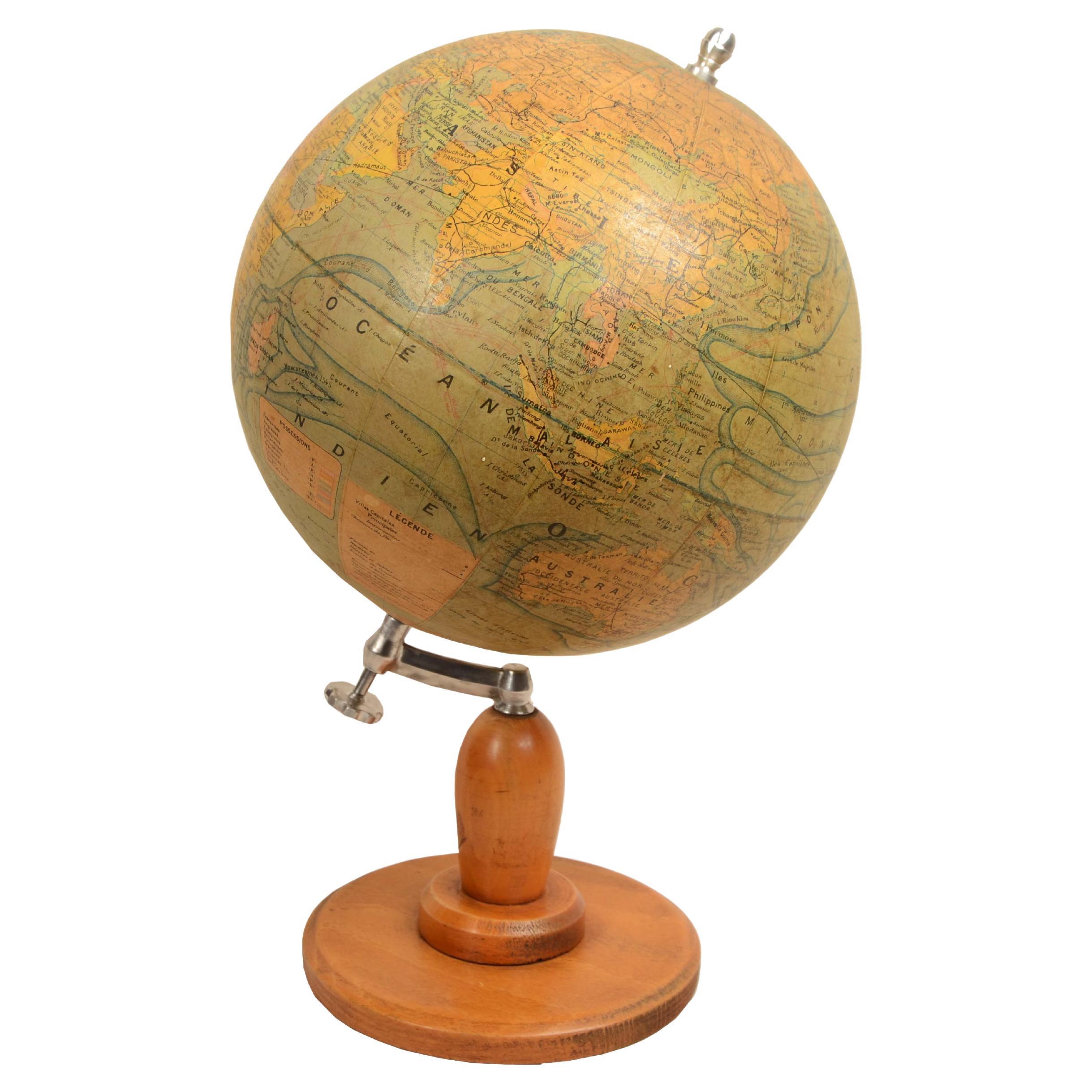 Earth globe published in about 1930 by French cartographer J. Forest