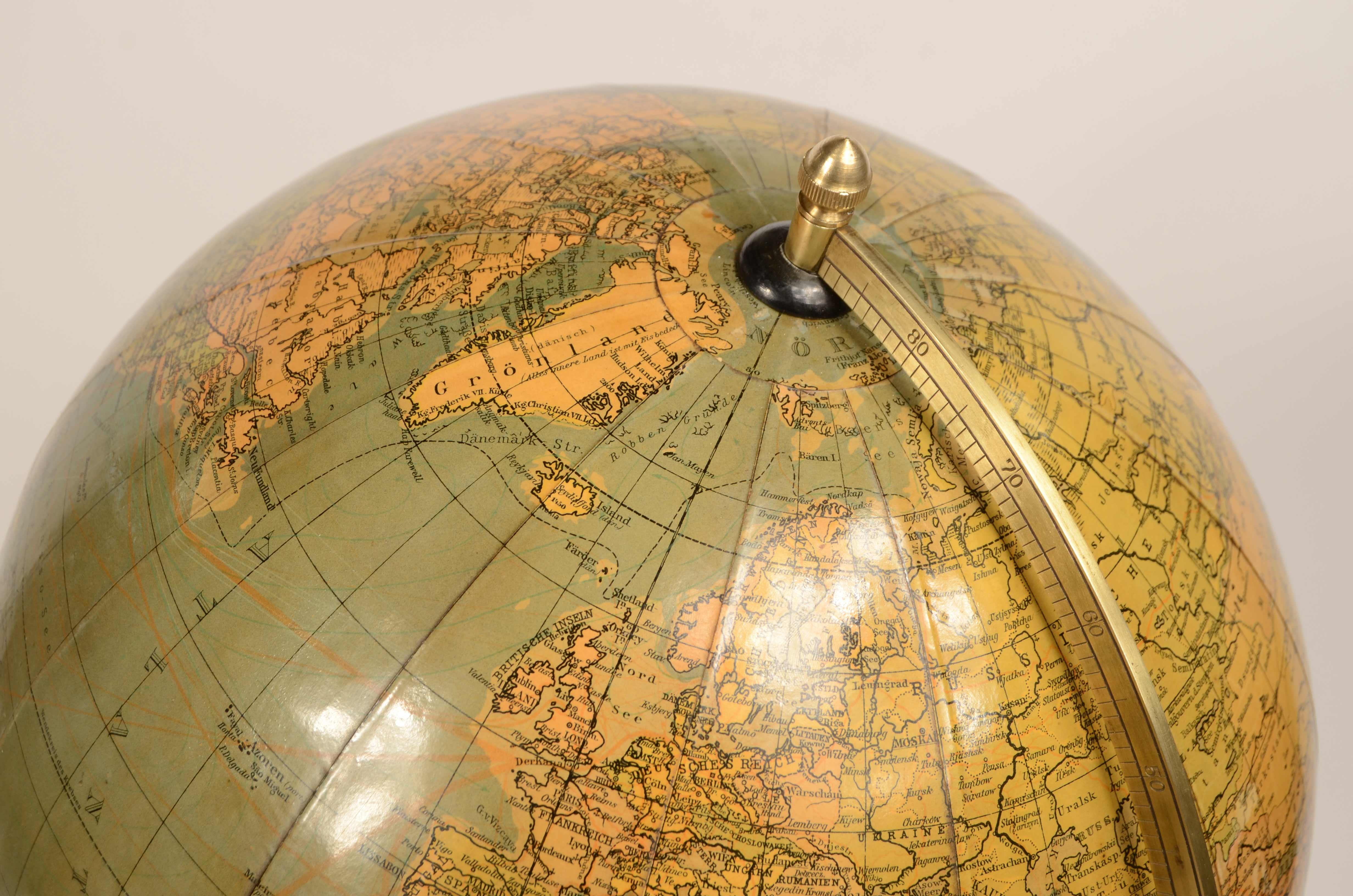 Globo terrestre edito Räths Politischer Erdglobus disegnato e delineato nel 1930 im Angebot 5