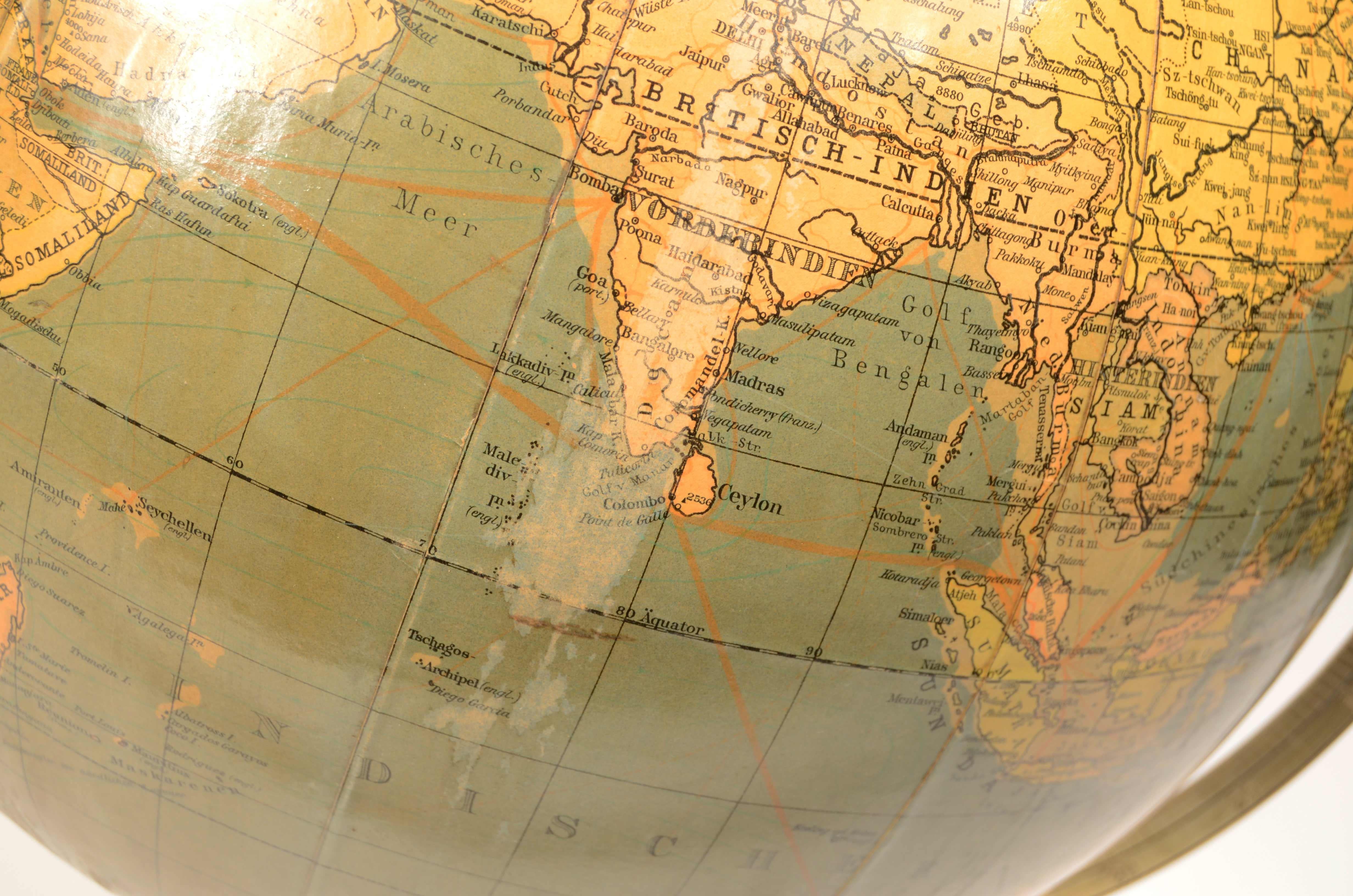 Globo terrestre edito Räths Politischer Erdglobus disegnato e delineato nel 1930 im Angebot 7