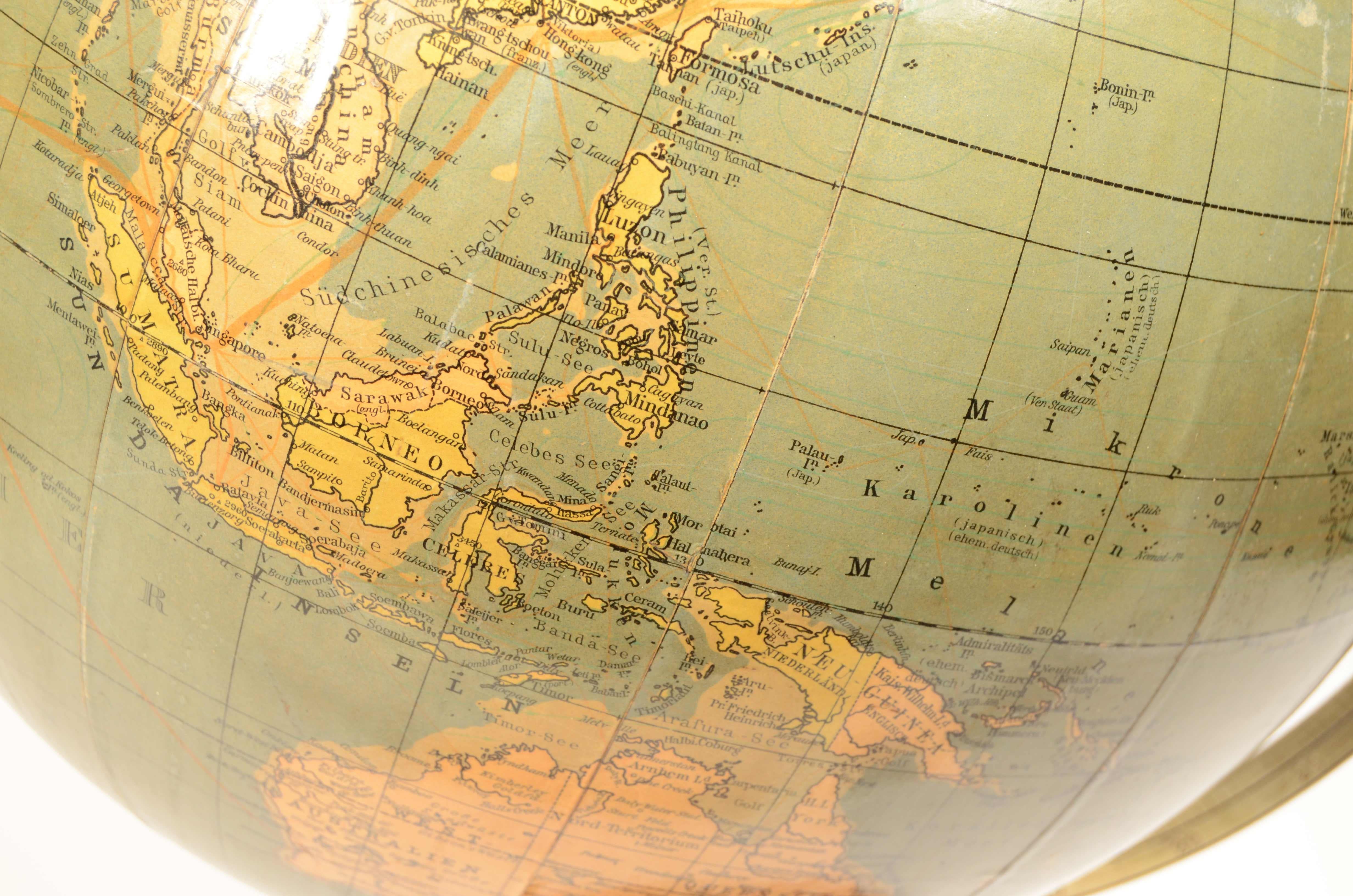 Globo terrestre edito Räths Politischer Erdglobus disegnato e delineato nel 1930 im Angebot 8