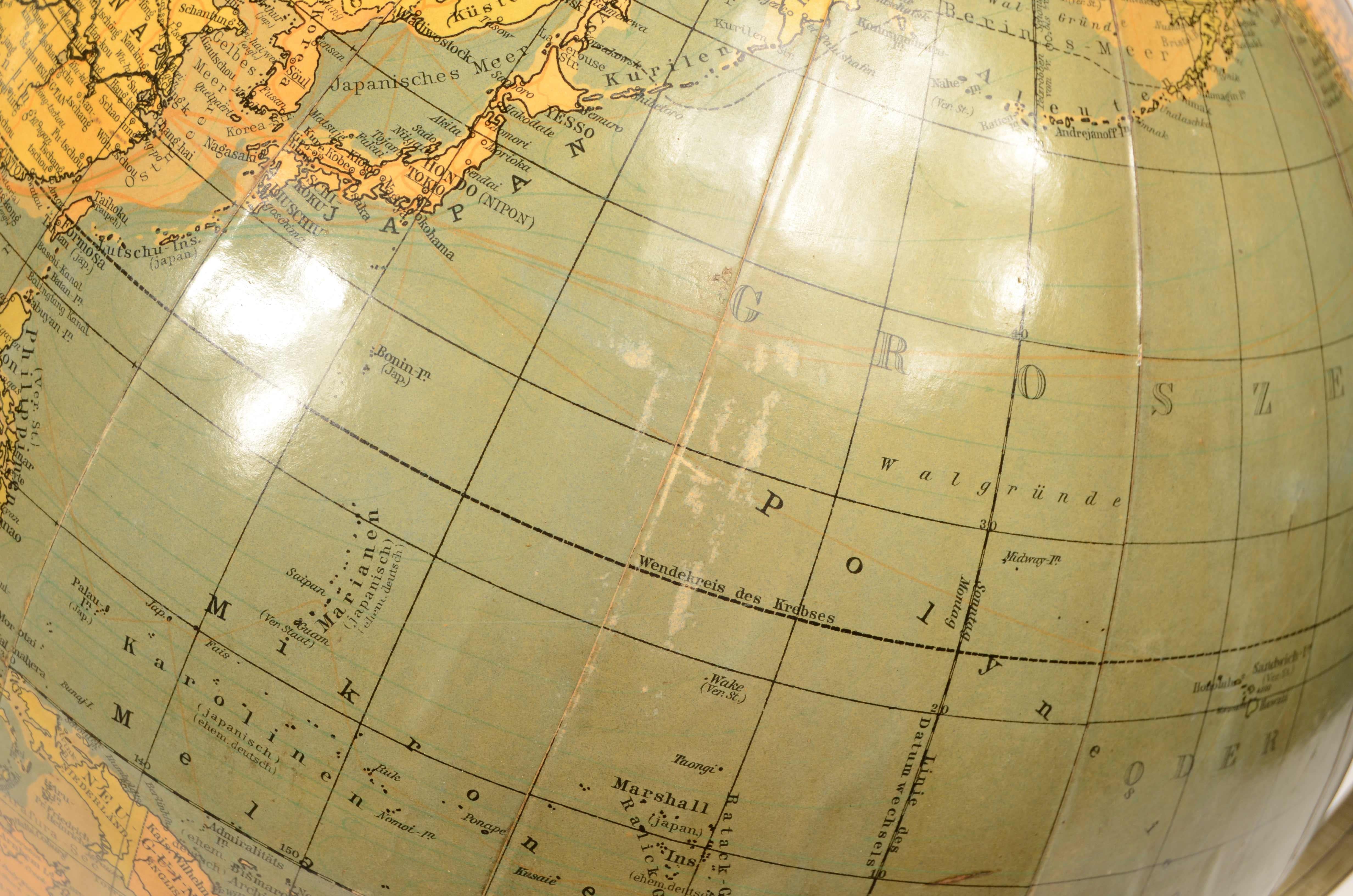 Globo terrestre edito Räths Politischer Erdglobus disegnato e delineato nel 1930 im Angebot 9