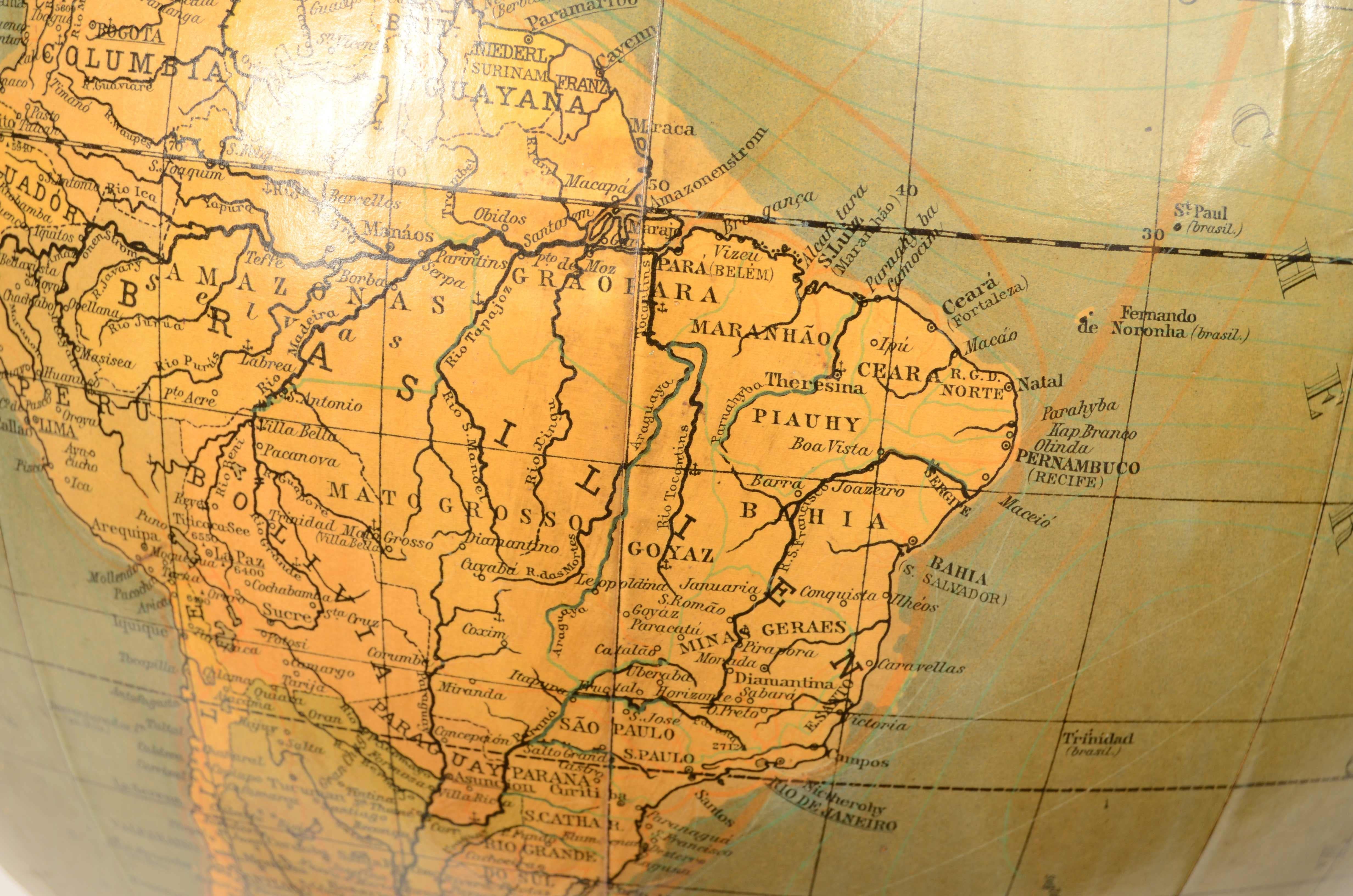 Globo terrestre edito Räths Politischer Erdglobus disegnato e delineato nel 1930 im Angebot 12