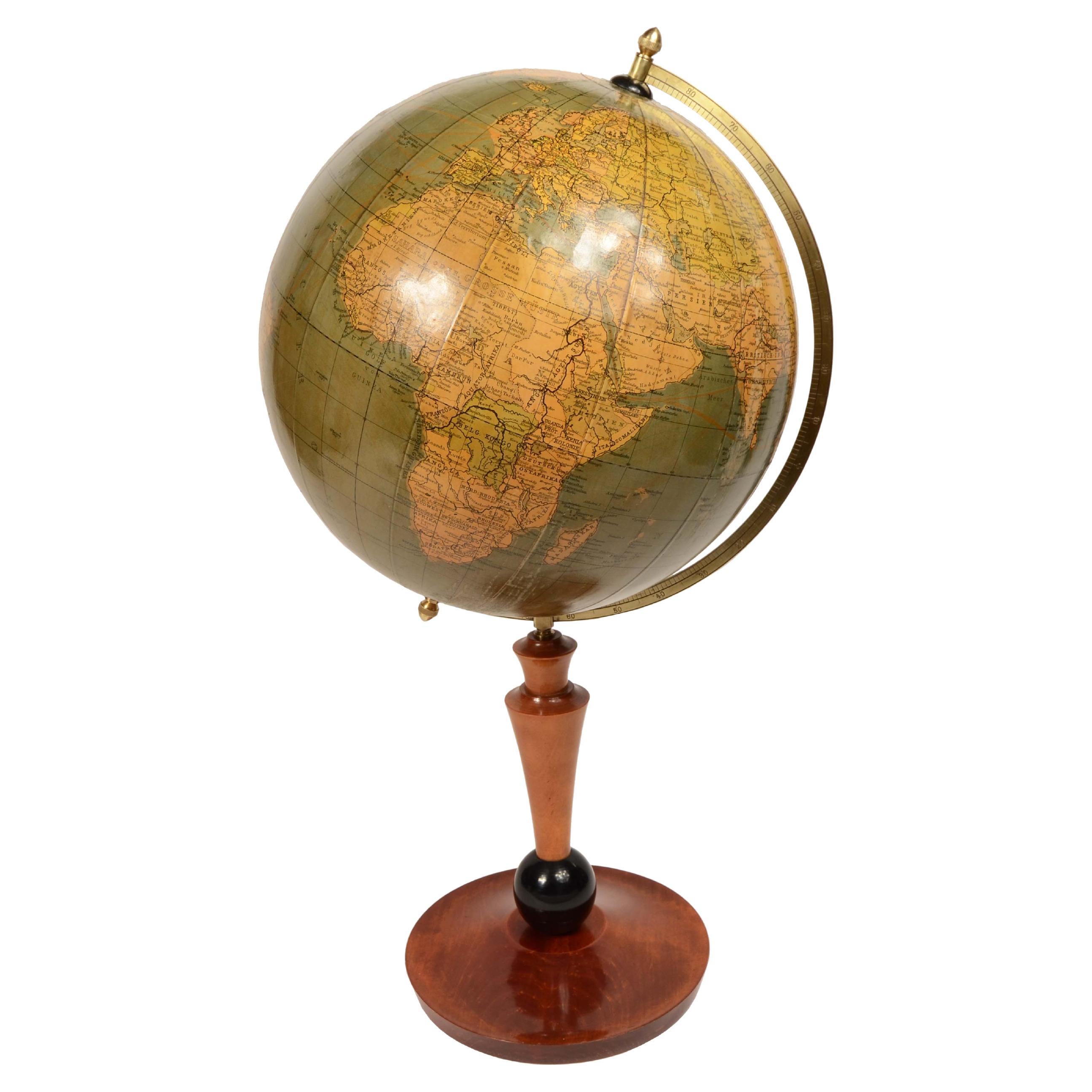 Globo terrestre edito Räths Politischer Erdglobus disegnato e delineato nel 1930