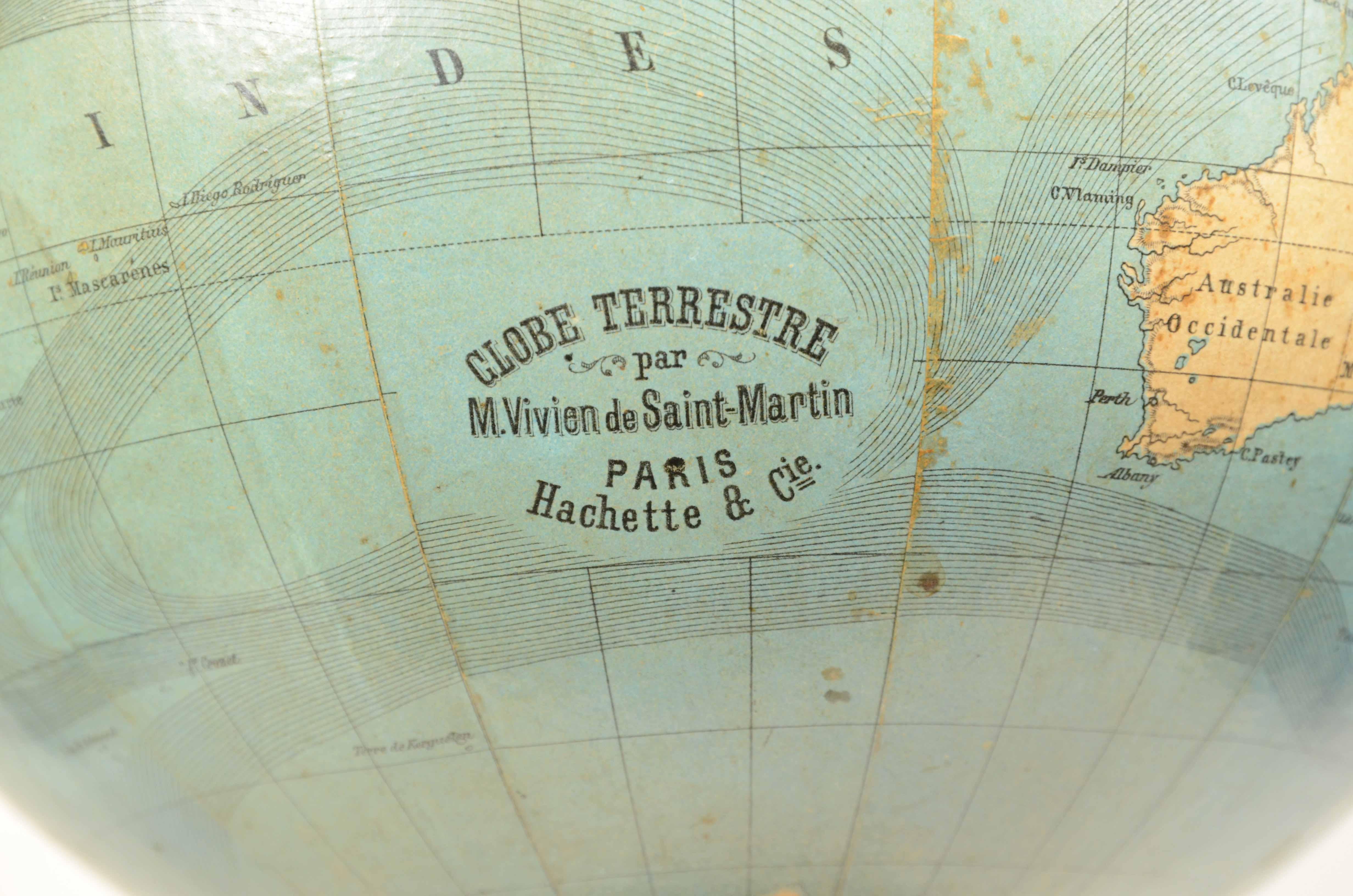 Globo terrestre firmato Viviene de Saint-Martin Paris del 1870  12