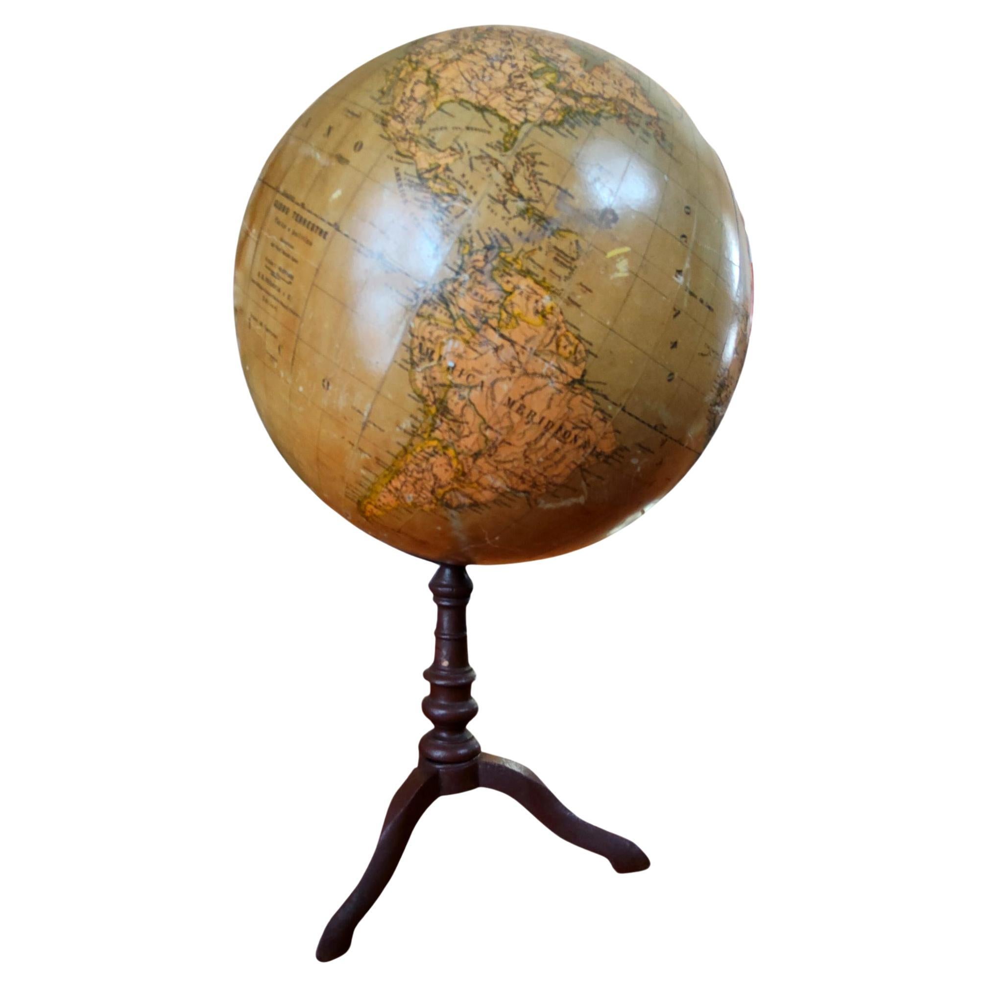 globo terrestre mappamondo design guido cora per paravia  1920 - inizi del 900 For Sale