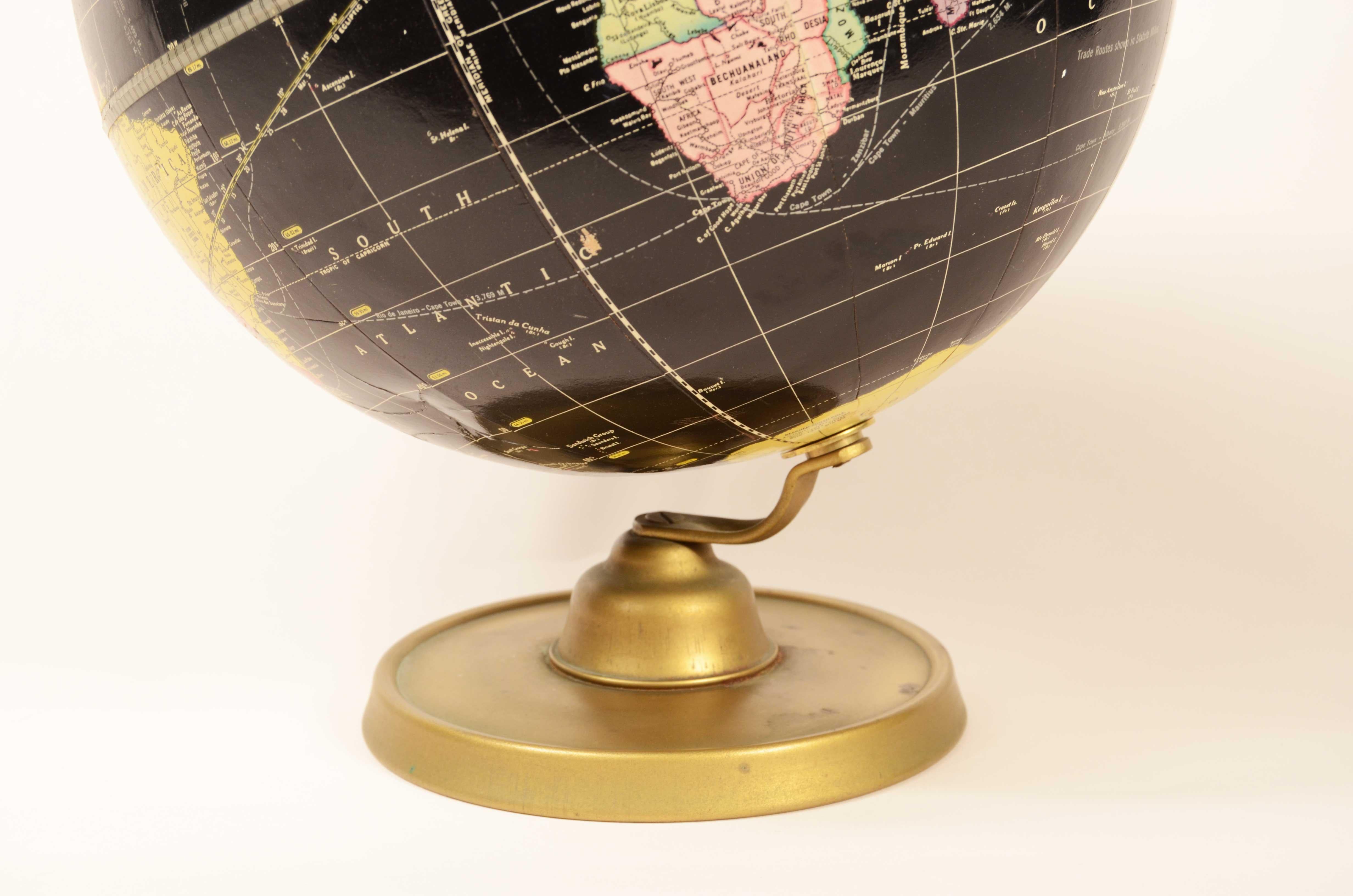 Black globe The George F. Cram Company Indianapolis Indiana 1950s For Sale 5