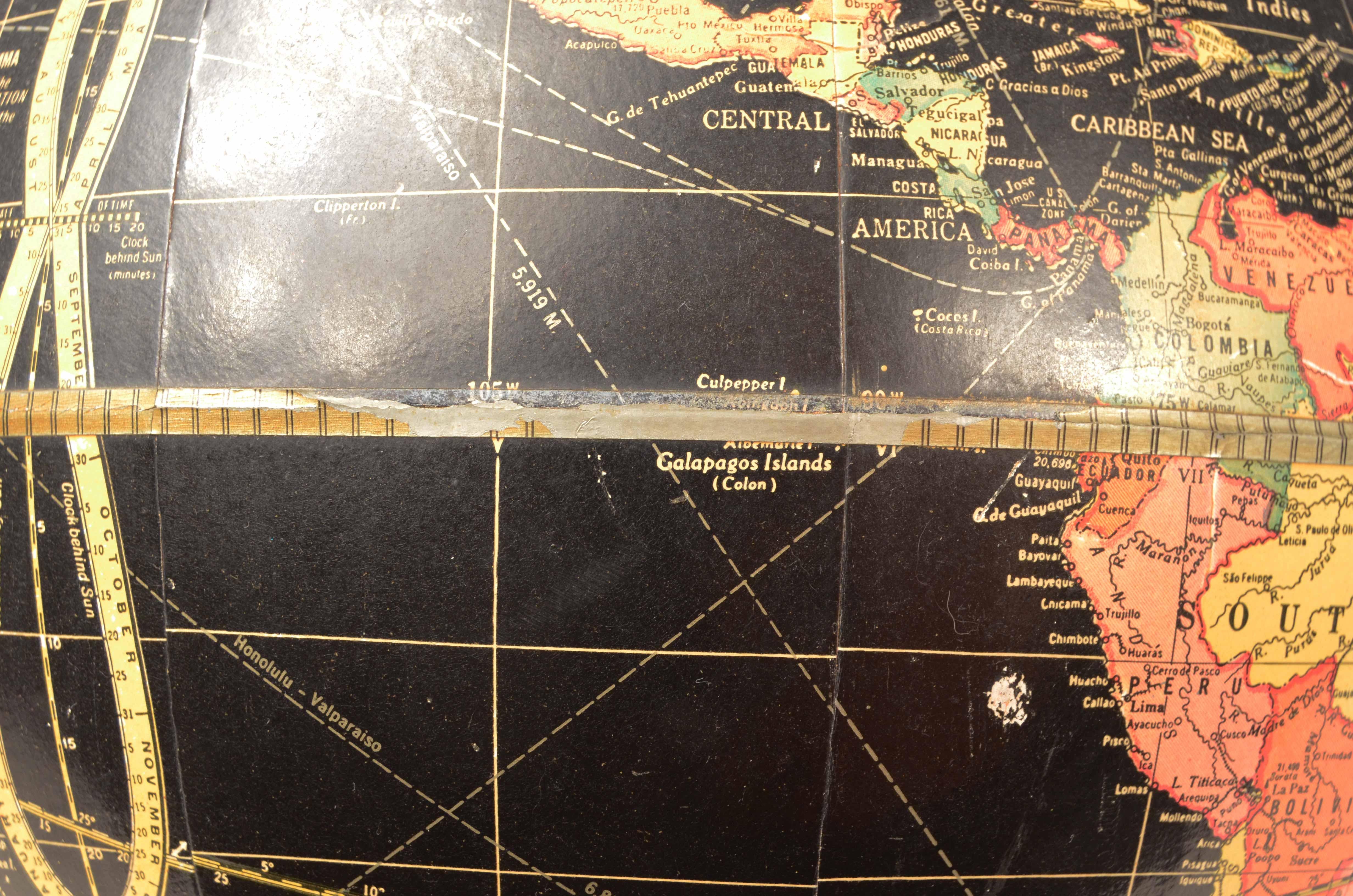 Black globe The George F. Cram Company Indianapolis Indiana 1950s For Sale 7