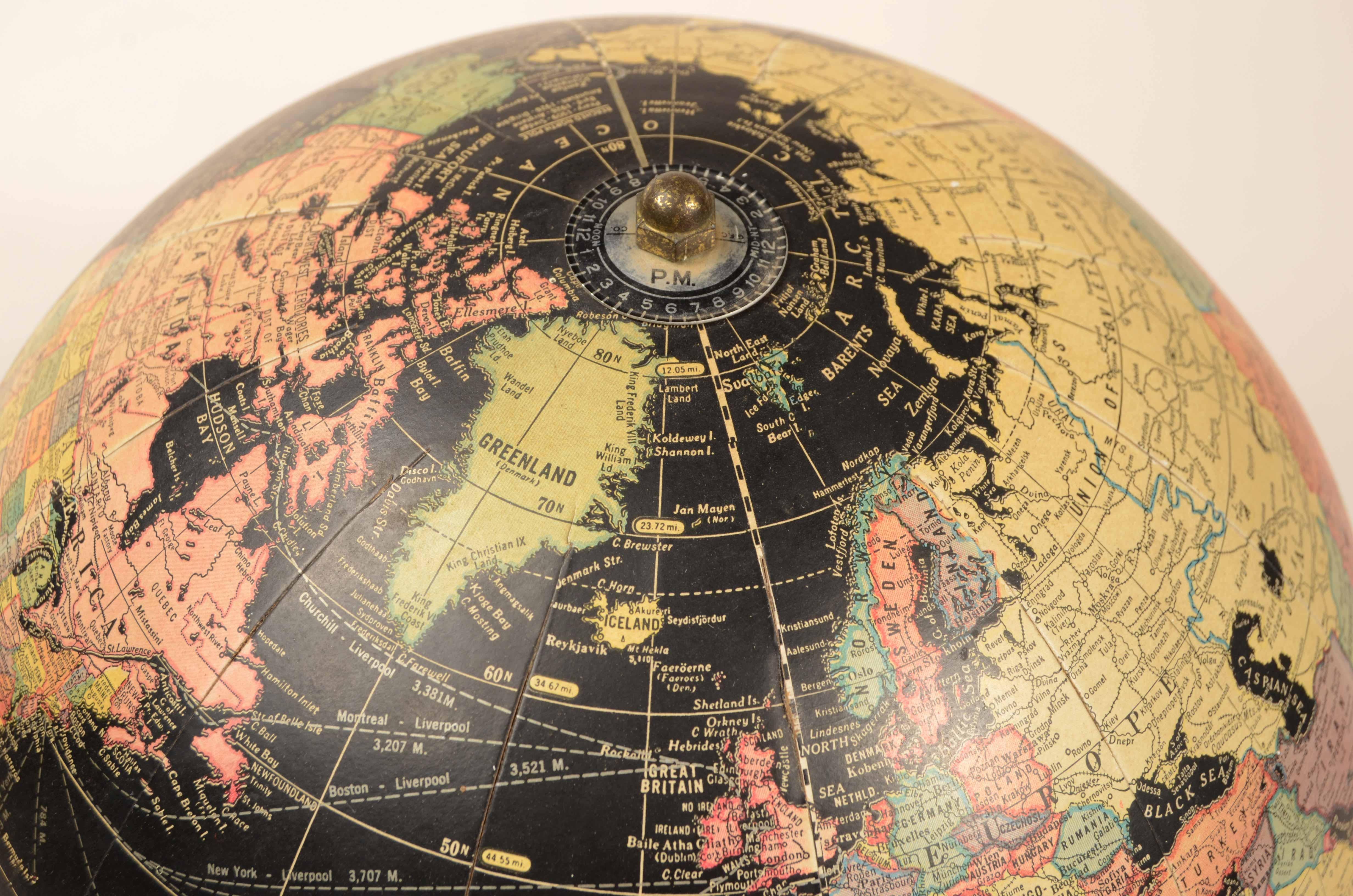 Black globe The George F. Cram Company Indianapolis Indiana 1950s For Sale 11