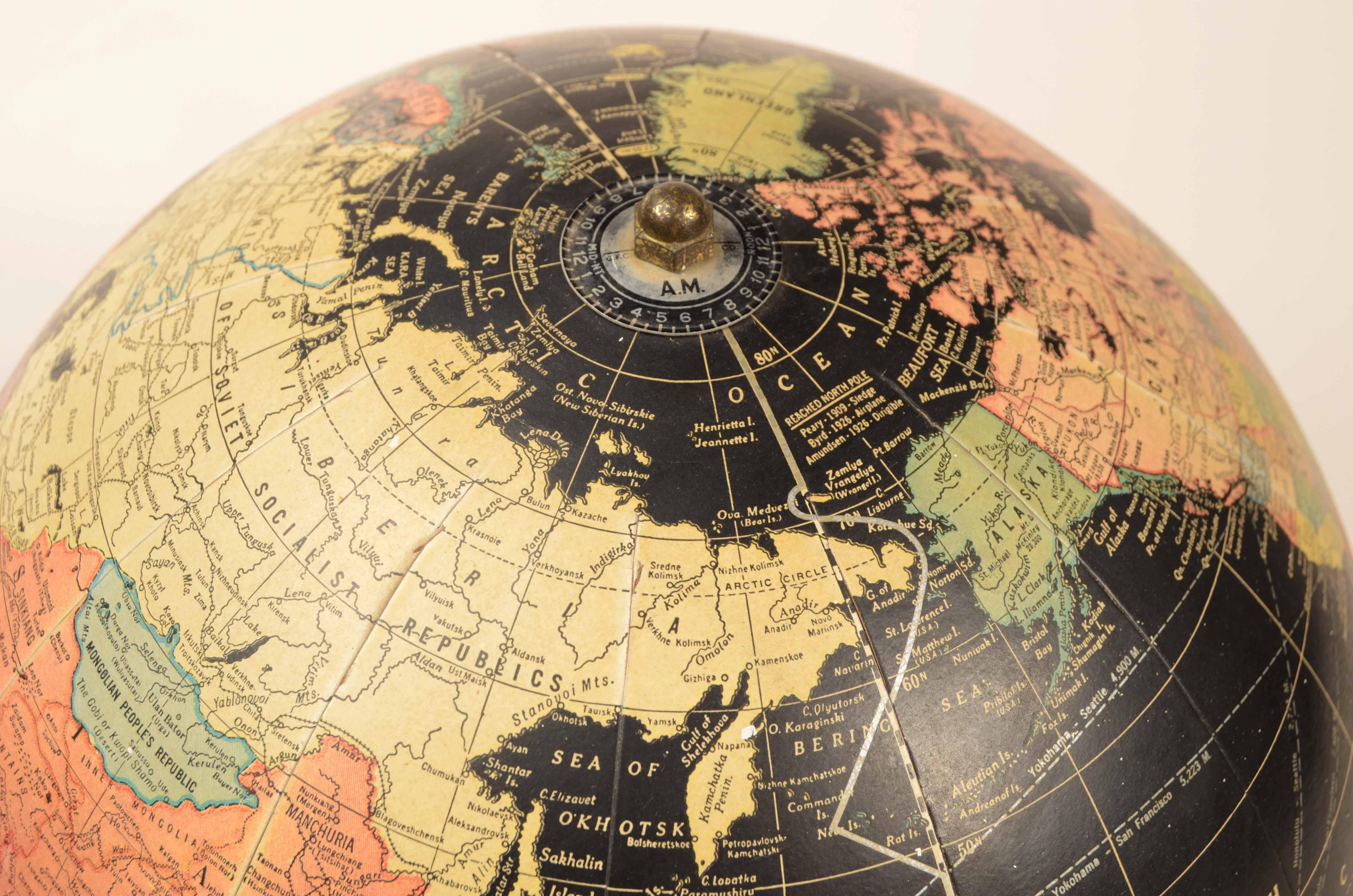 Black globe The George F. Cram Company Indianapolis Indiana 1950s For Sale 12