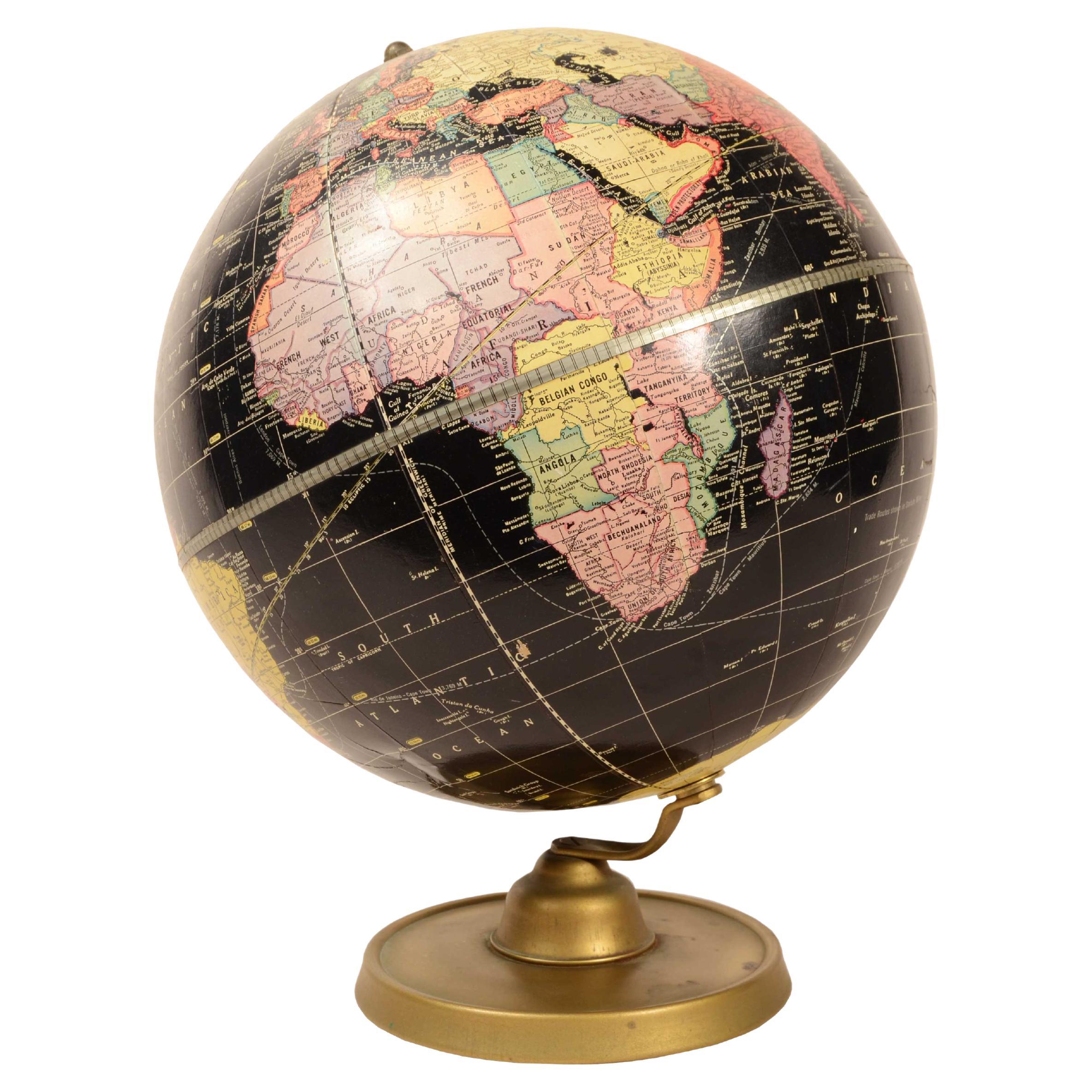 Black globe The George F. Cram Company Indianapolis Indiana 1950s For Sale