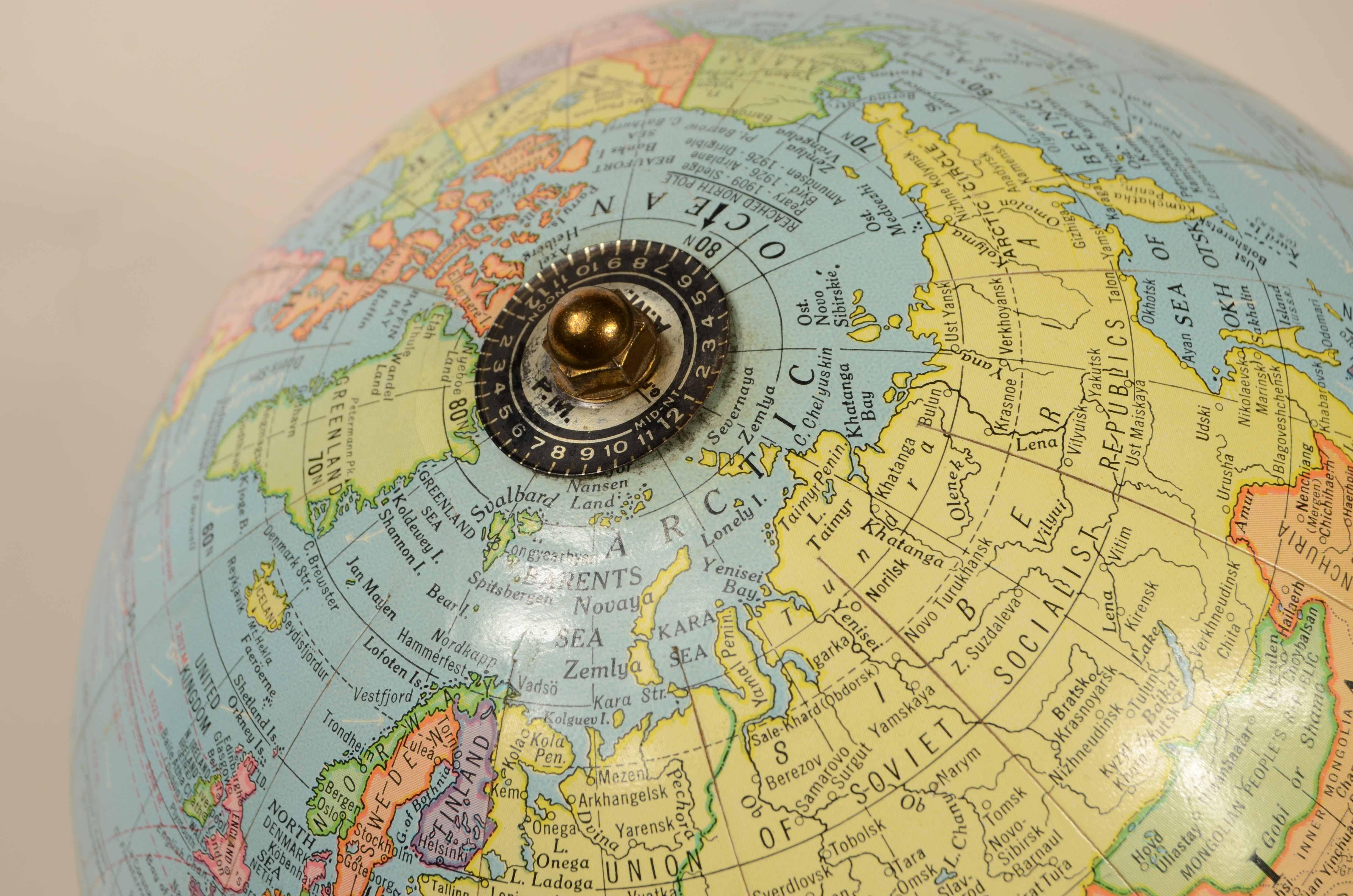 Globe politique Le globe George F. Cram  Indianapolis Indiana 1960 en vente 5