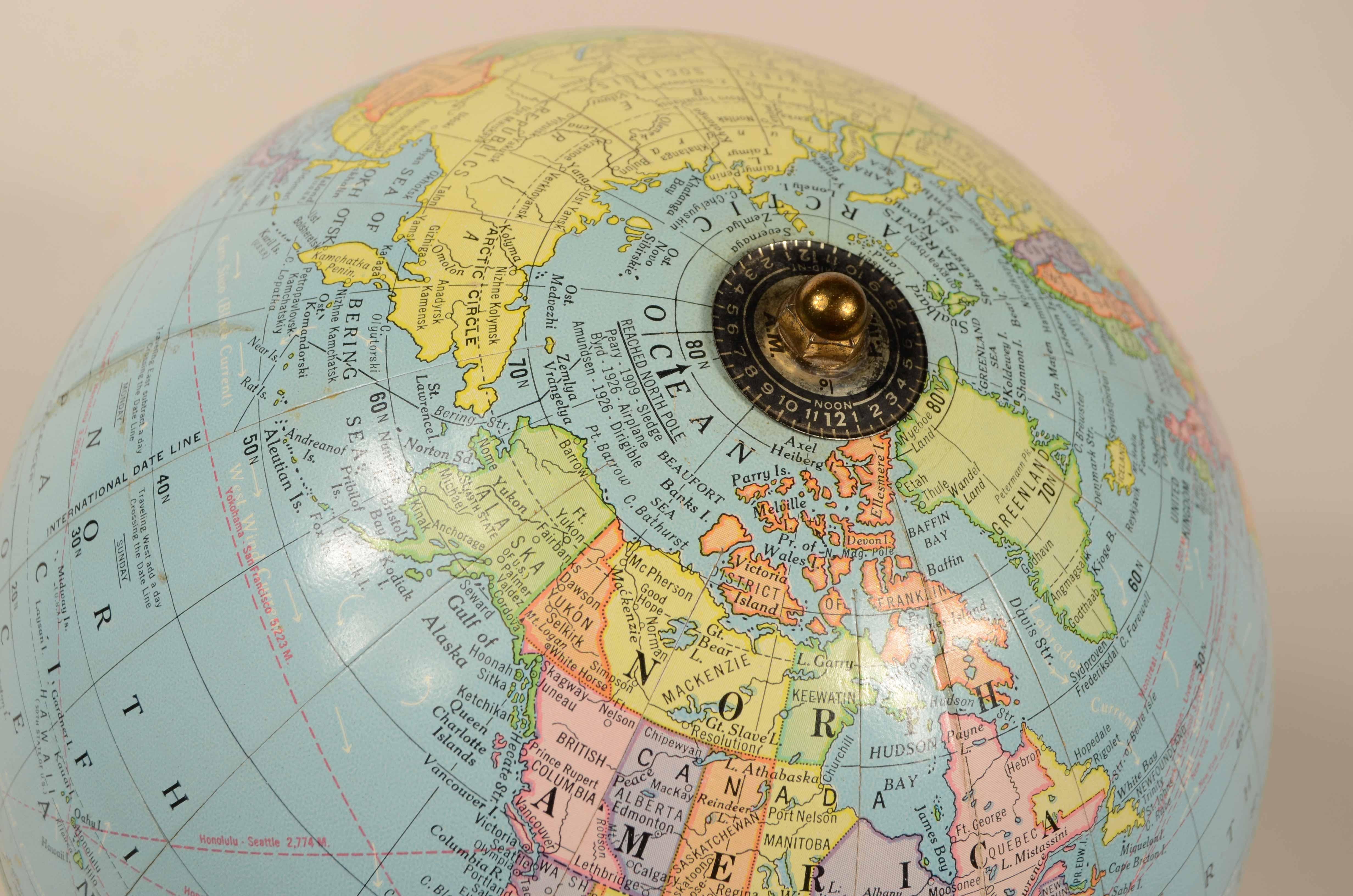 Globe politique Le globe George F. Cram  Indianapolis Indiana 1960 en vente 3