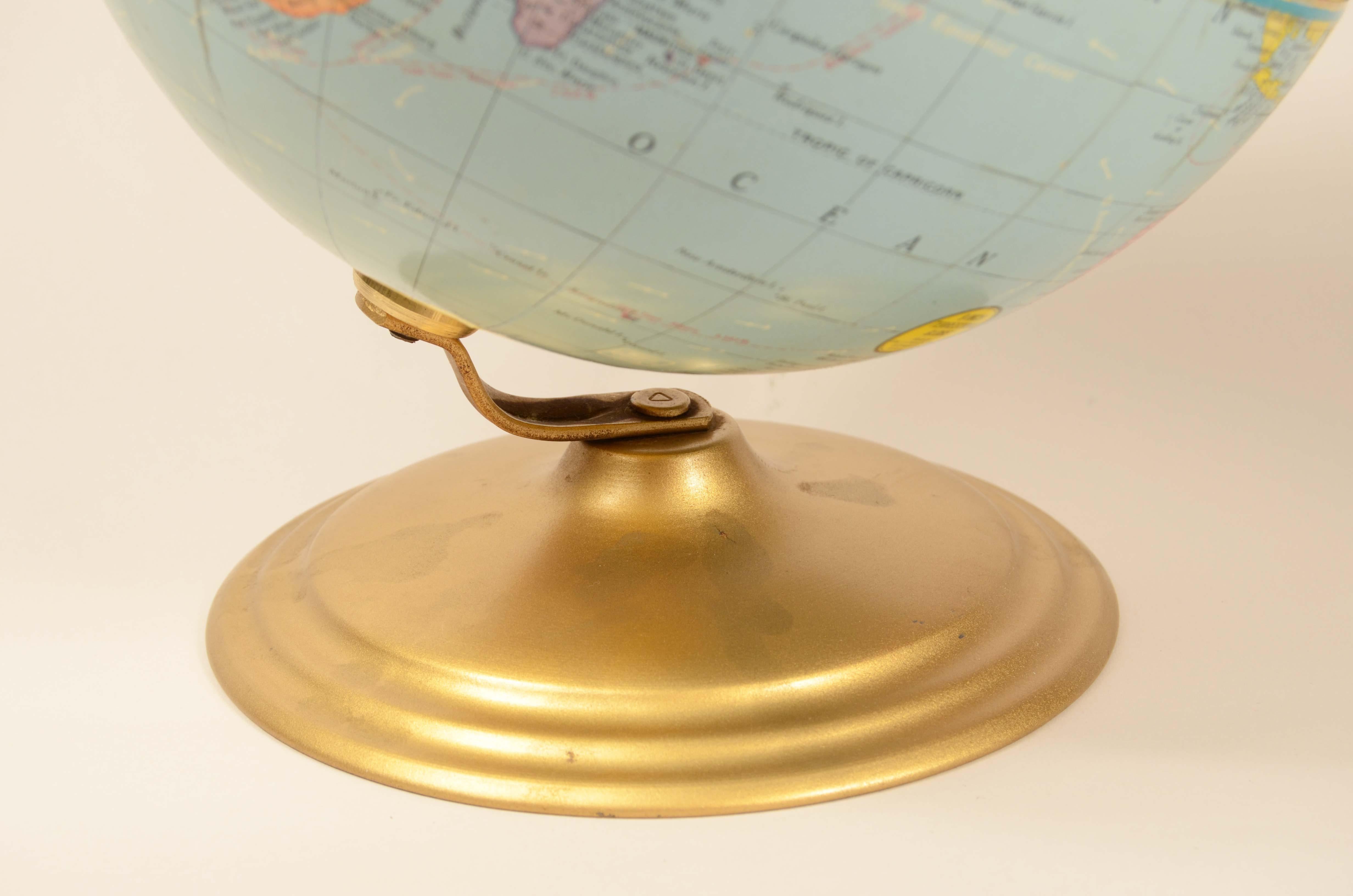 Globe politique Le globe George F. Cram  Indianapolis Indiana 1960 en vente 4
