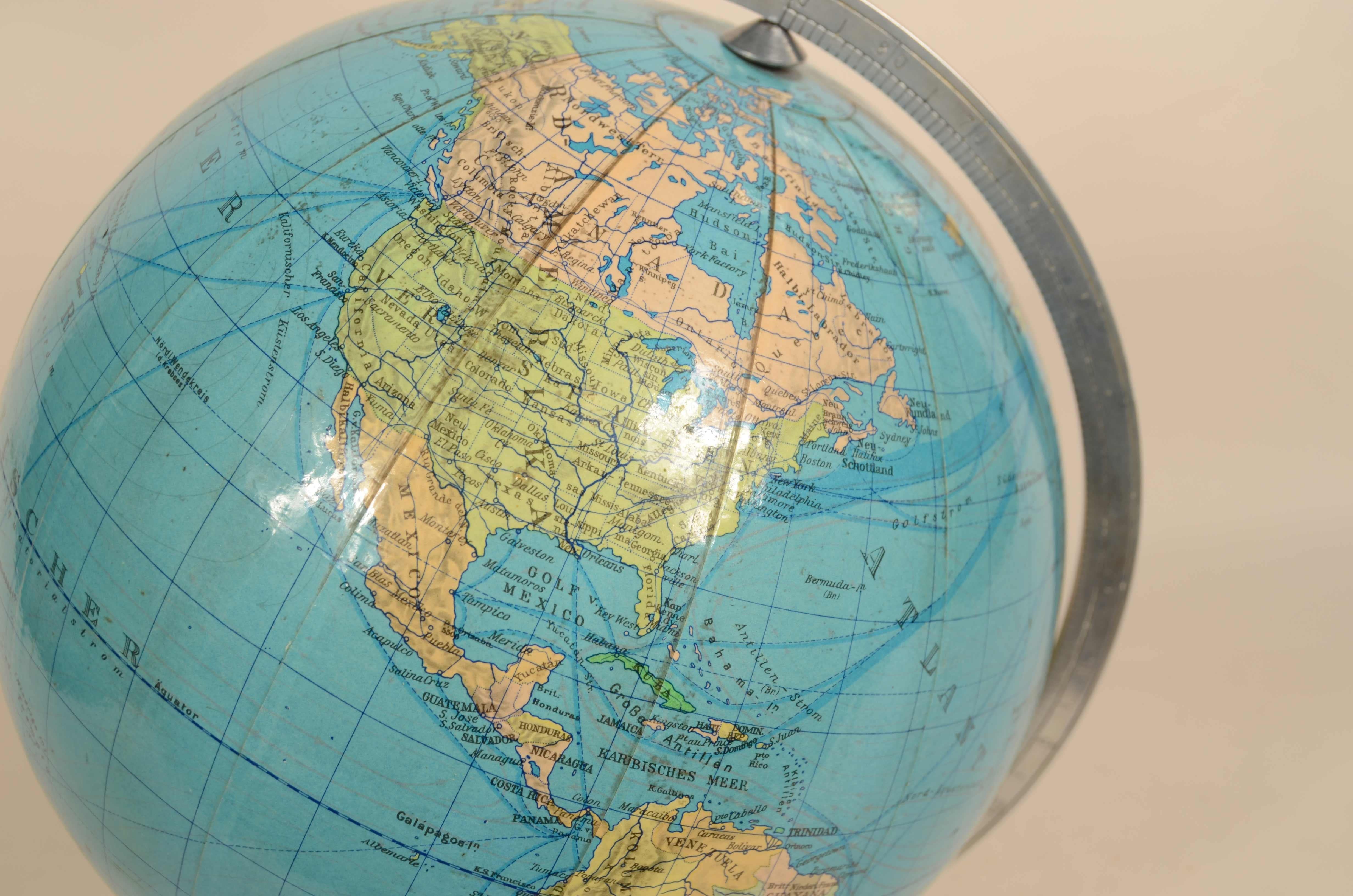German earth globe Columbus Erdglobus by cartographer Paul Oestergaard 1950s For Sale 4
