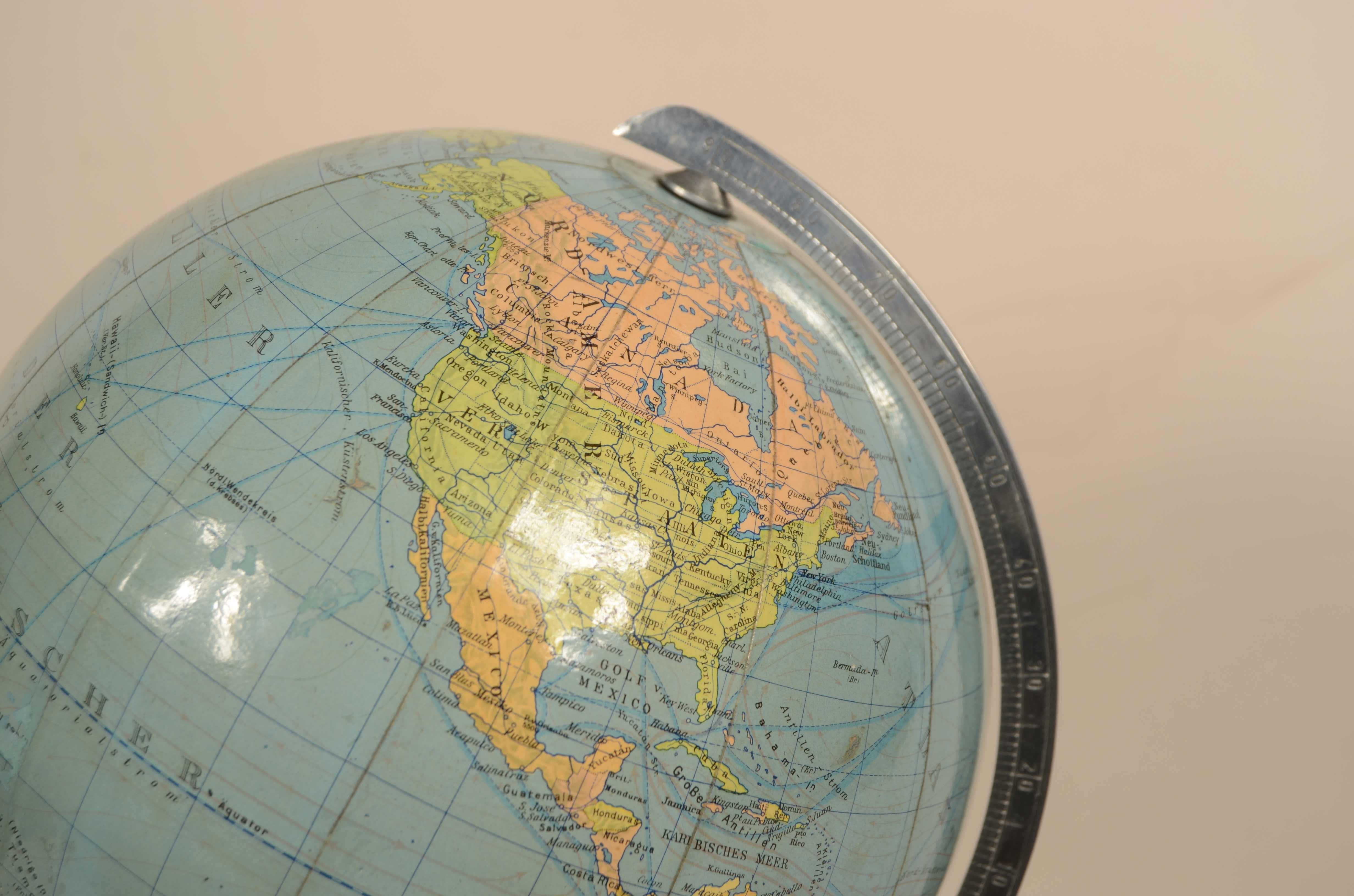 Globe terrestre  columbus allemand Schulerglobus Berlin Stuttgart 1950s lander en vente 5
