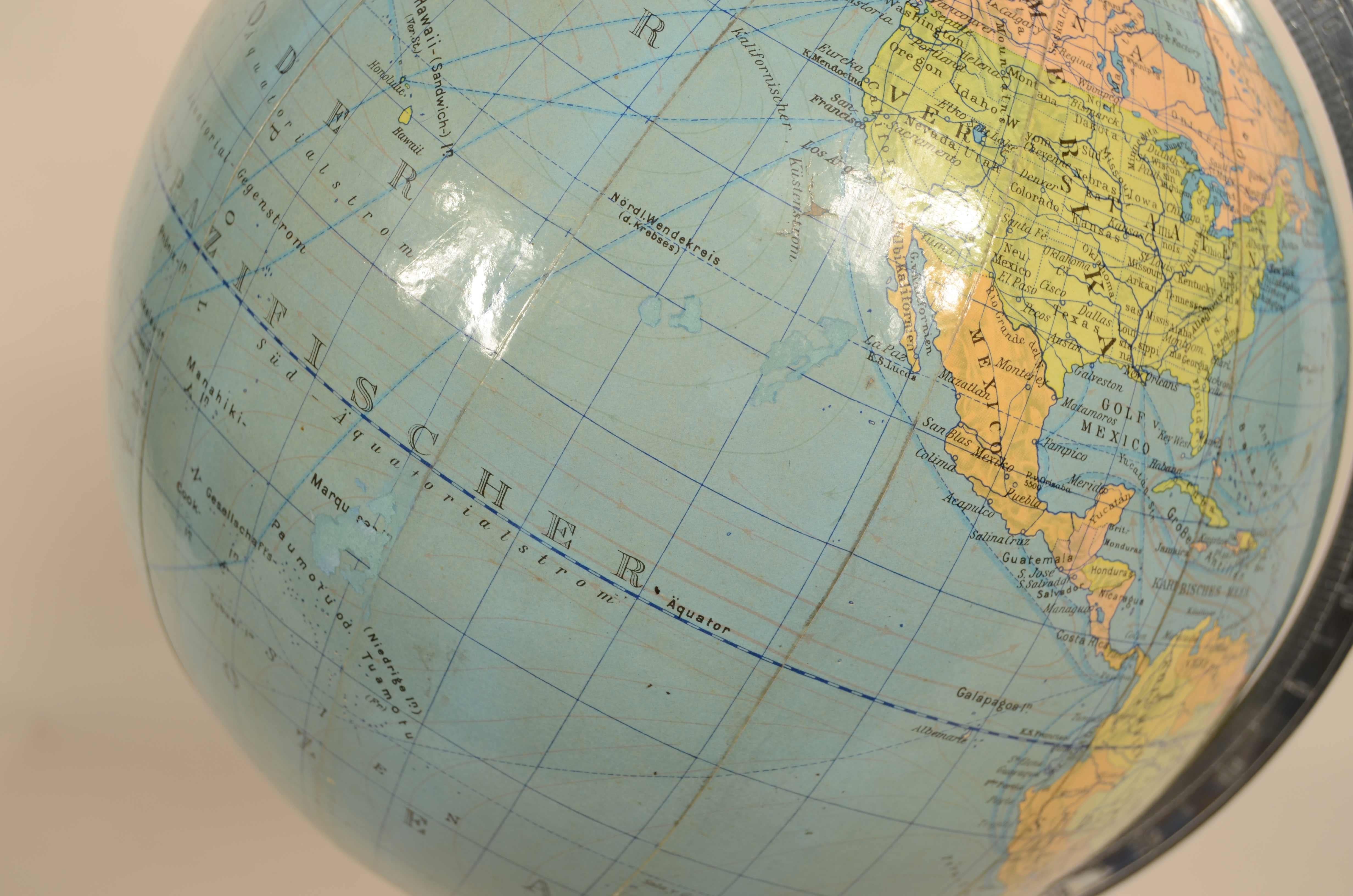 Globe terrestre  columbus allemand Schulerglobus Berlin Stuttgart 1950s lander en vente 8