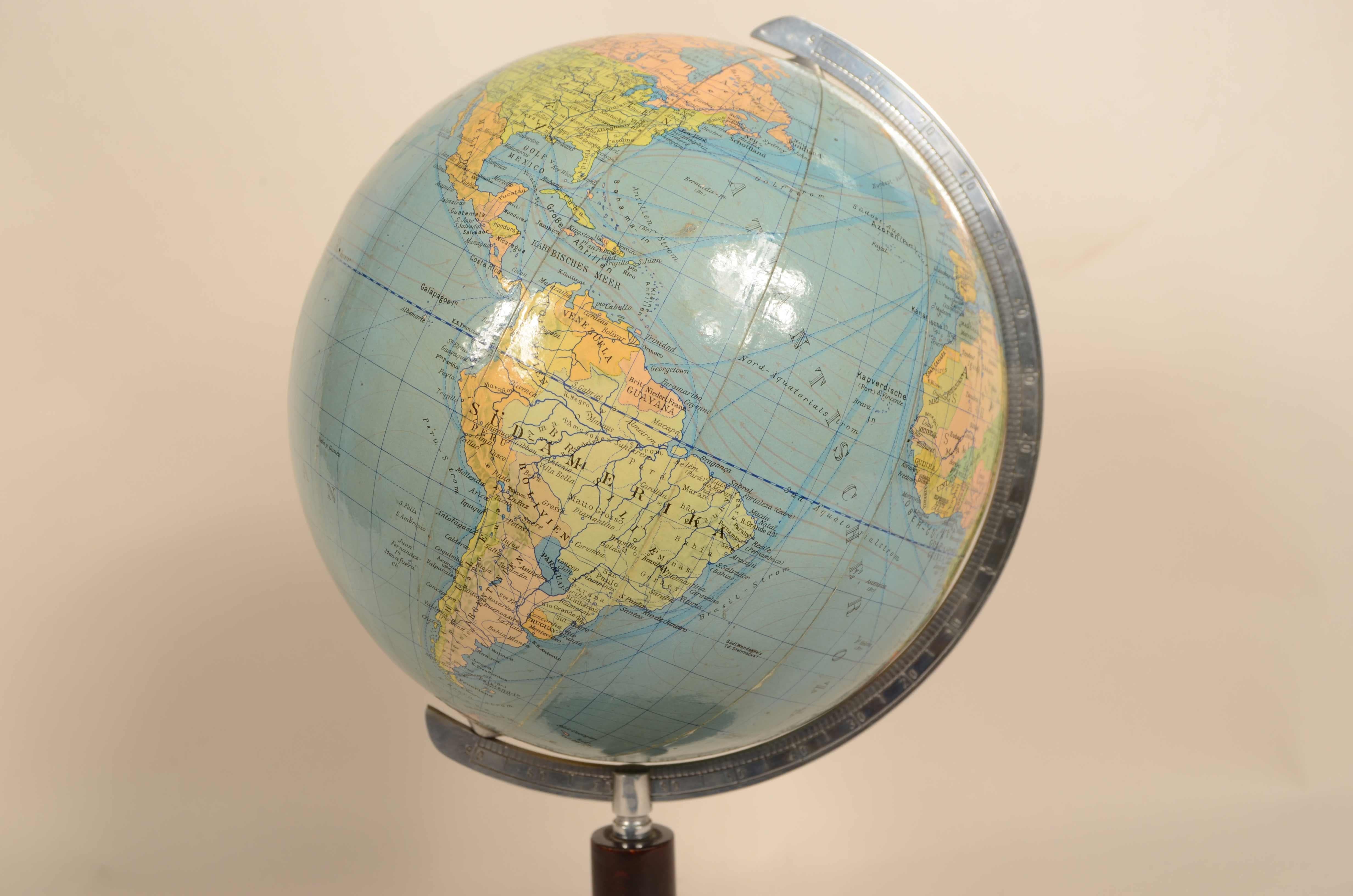 Papier Globe terrestre  columbus allemand Schulerglobus Berlin Stuttgart 1950s lander en vente