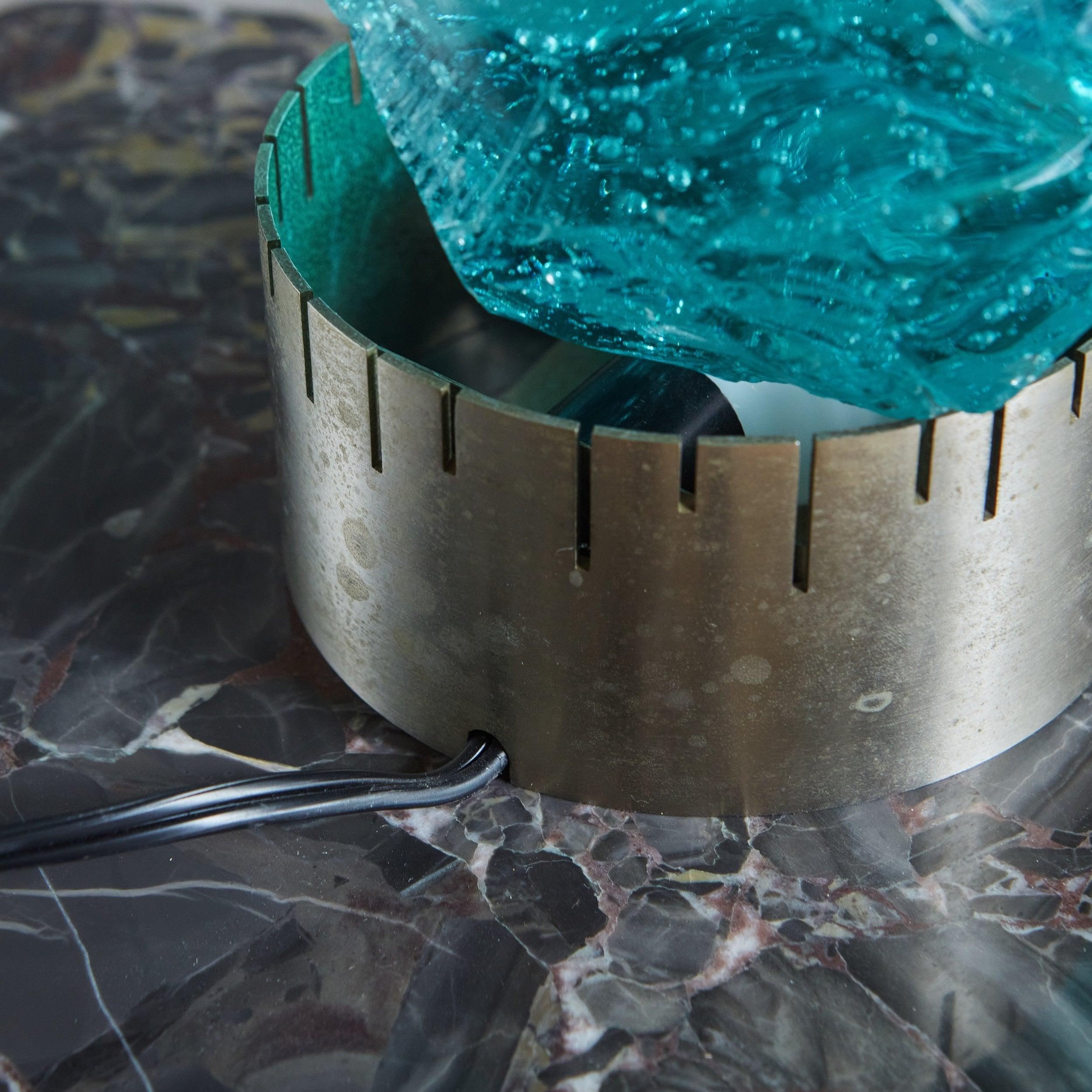 French Globular Bubble Glass Table Lamp by Max Ingrand for Saint-Gobain, France 1960s For Sale