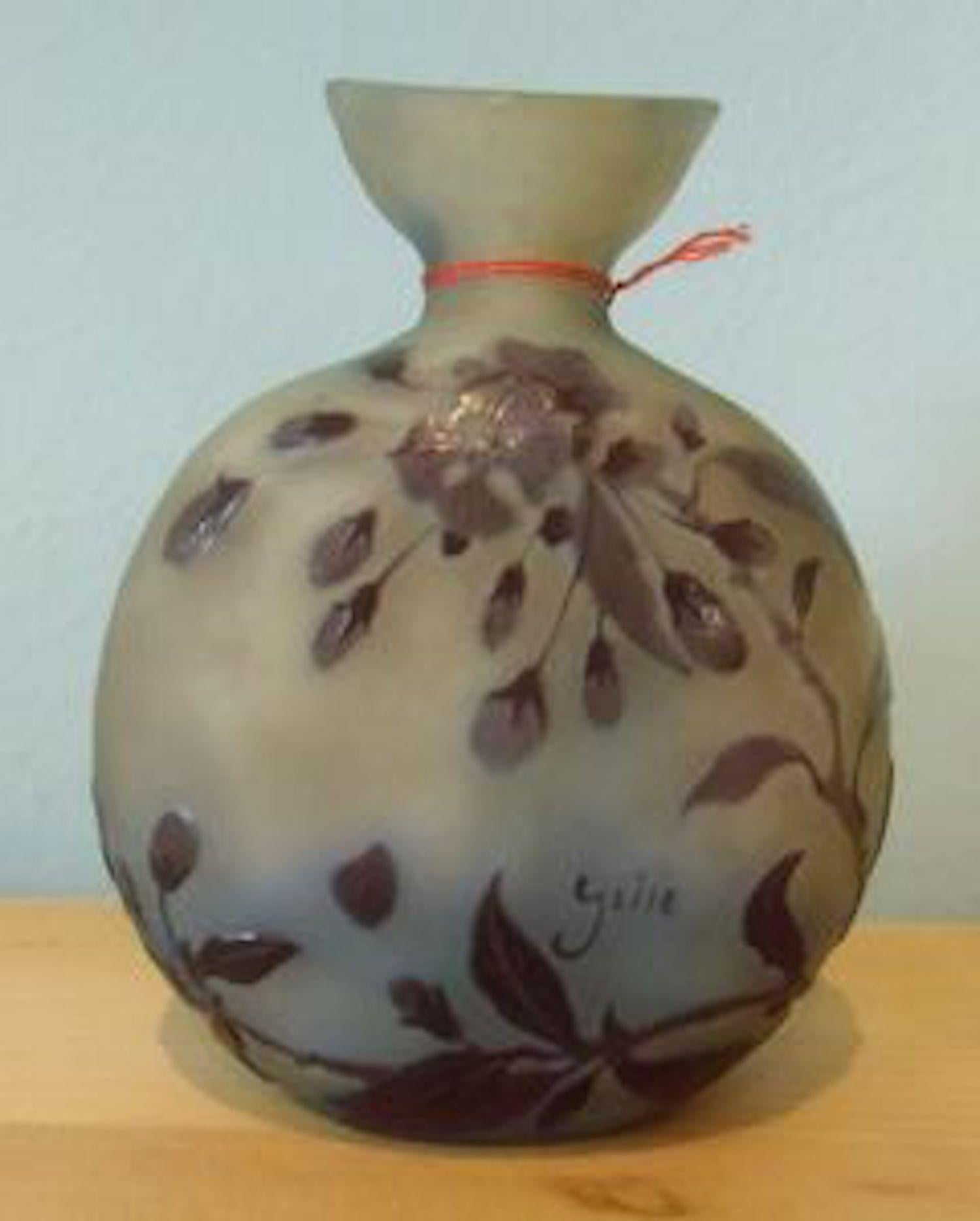 Art Nouveau Globular Cameo Vase by Emile Gallé