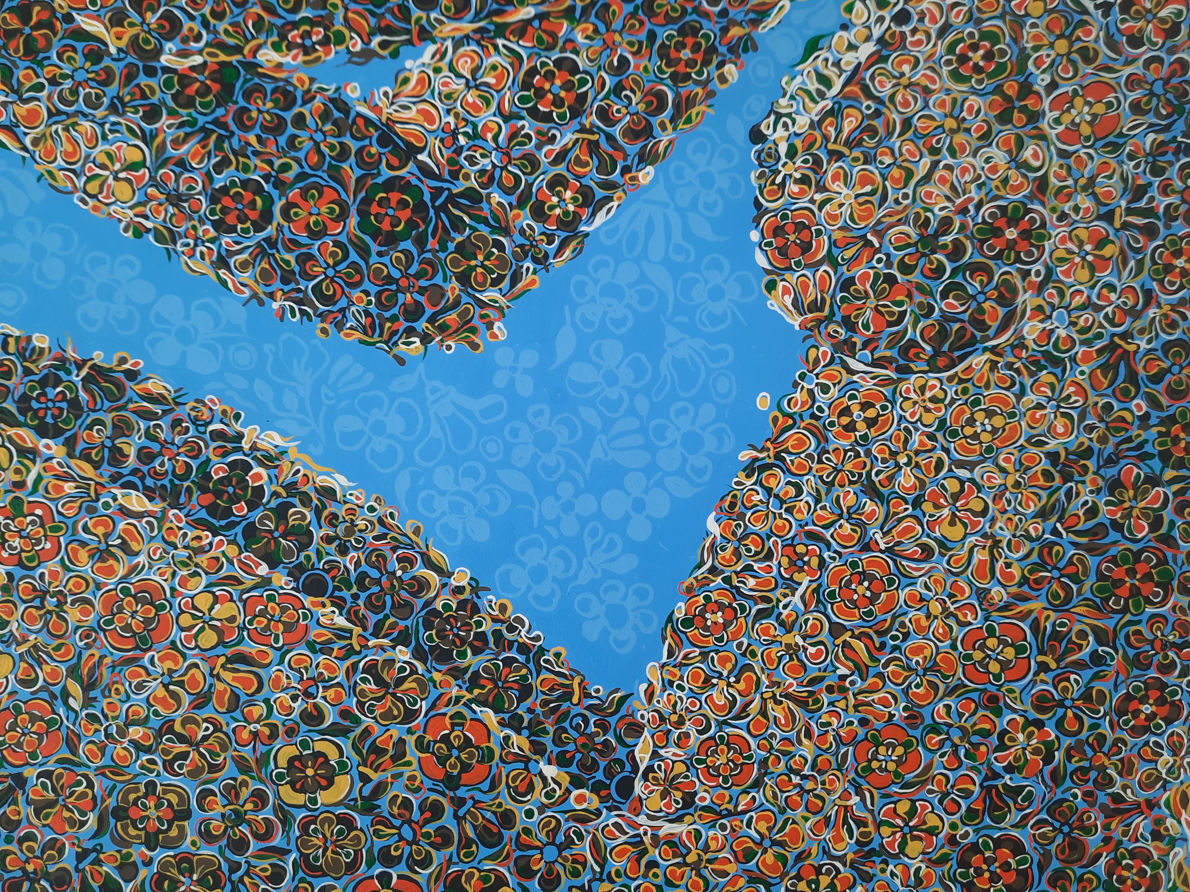 Sueños azules Glodi Kasindi Malumbe Pintura africana contemporánea color arte desnudo en venta 2