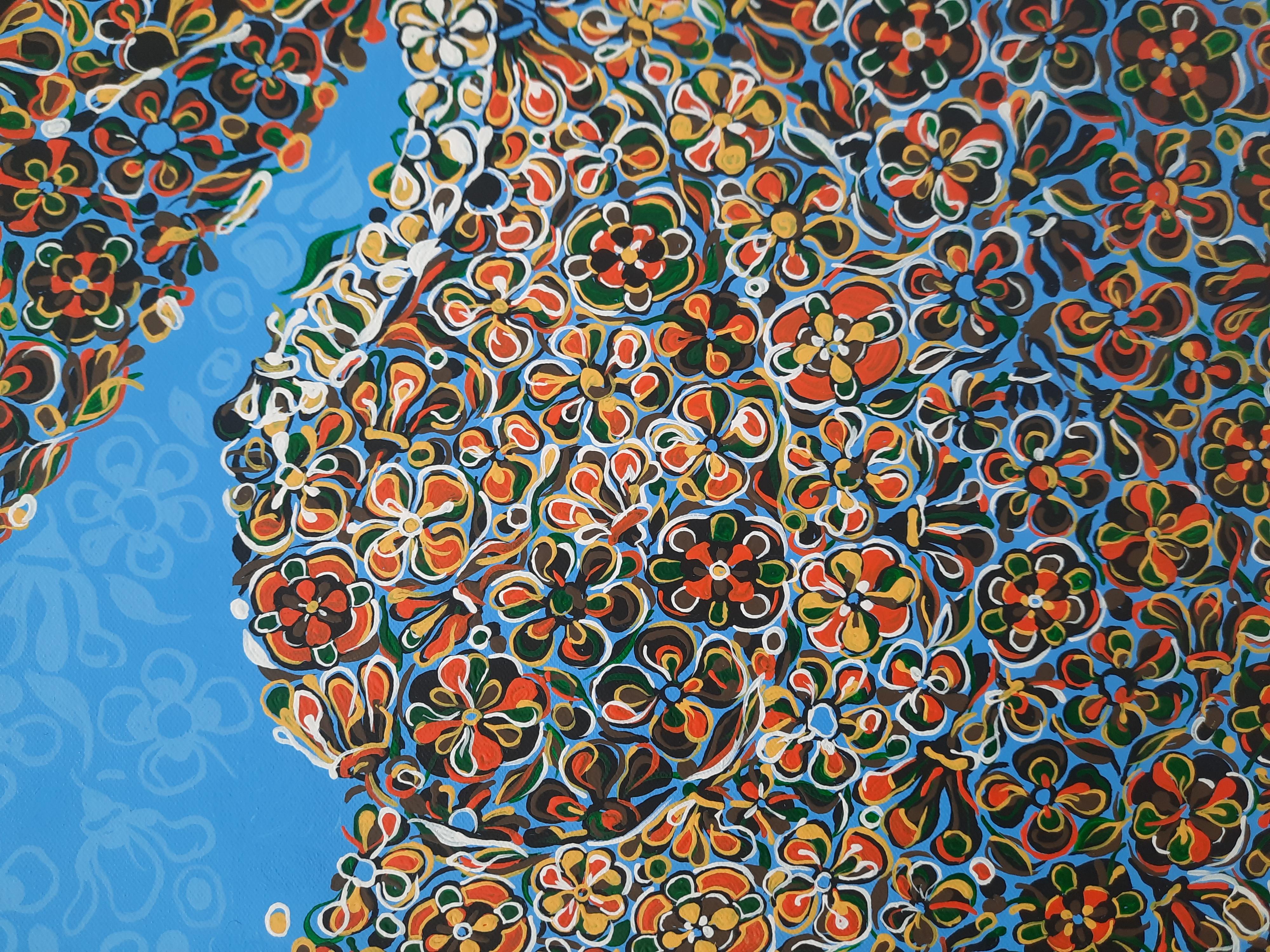 Sueños azules Glodi Kasindi Malumbe Pintura africana contemporánea color arte desnudo en venta 3