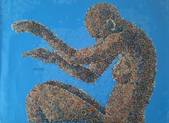 Blue dreams Glodi Kasindi Malumbe Contemporary African painting colour nude art 