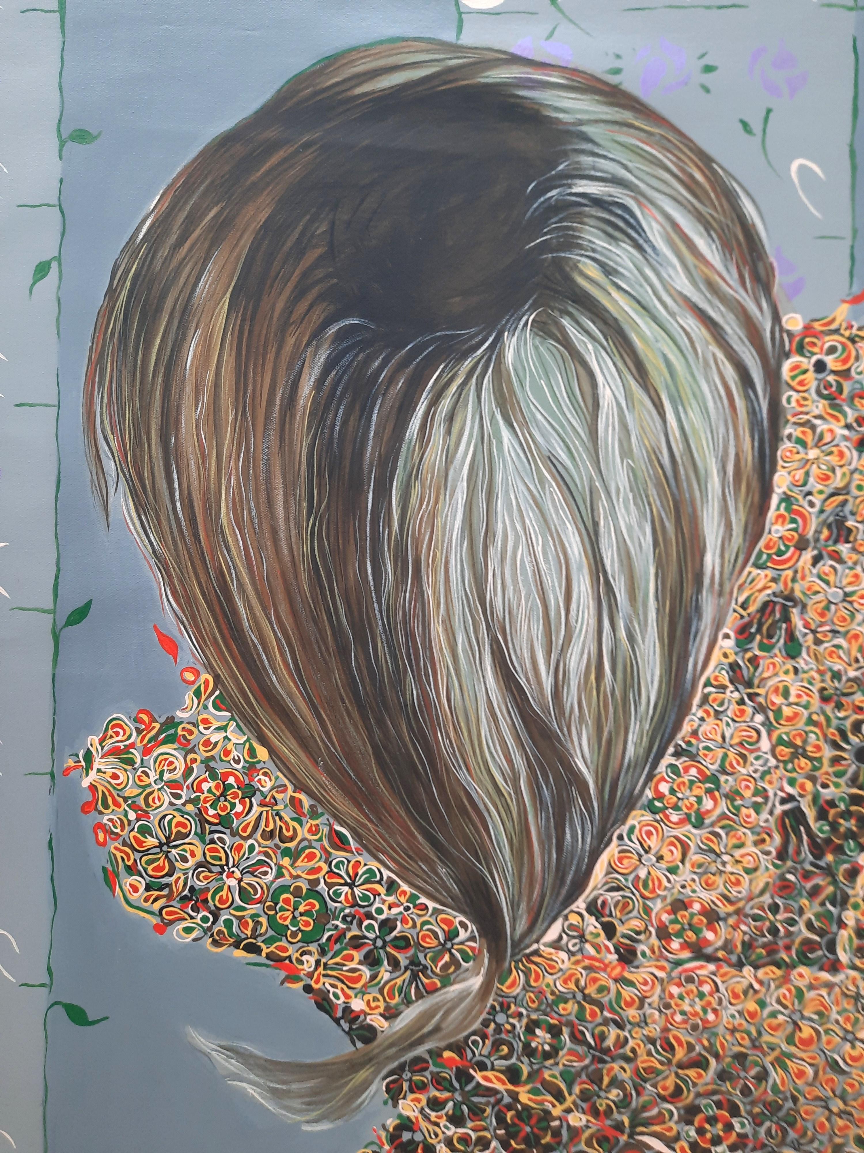 Sueños diurnos en flor Glodi Kasindi Malumbe Arte africano contemporáneo pintura desnudo en venta 1