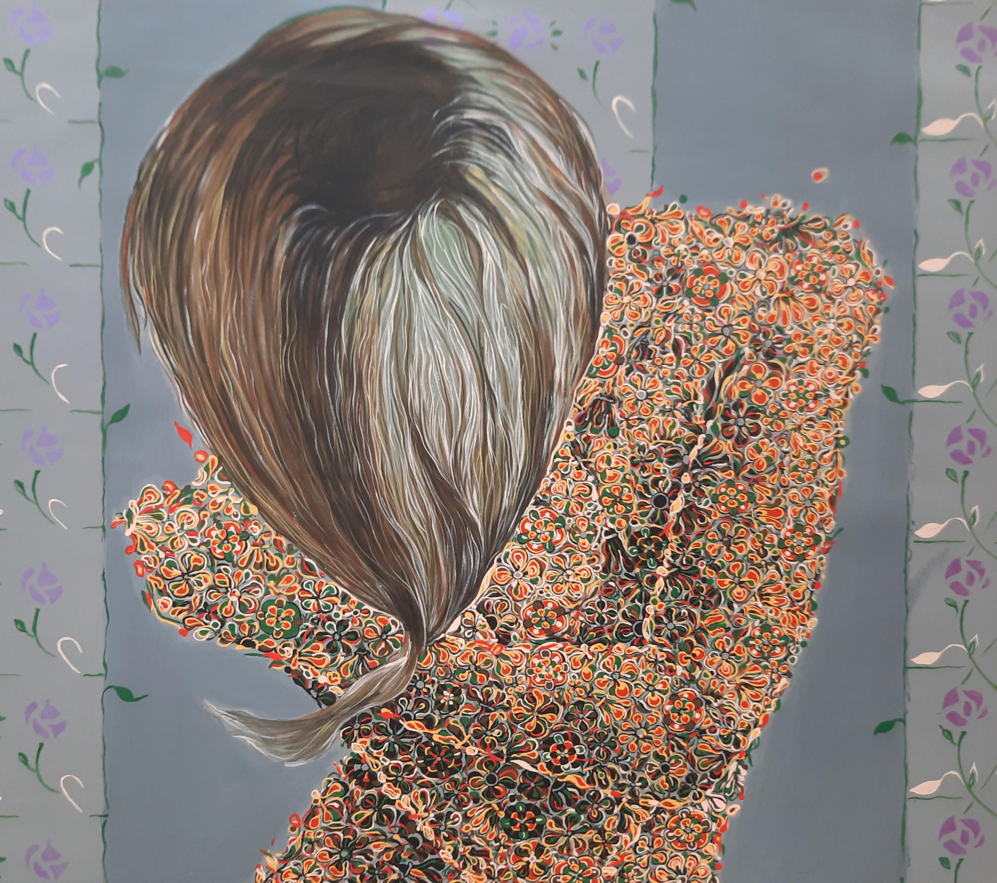 Sueños diurnos en flor Glodi Kasindi Malumbe Arte africano contemporáneo pintura desnudo en venta 4