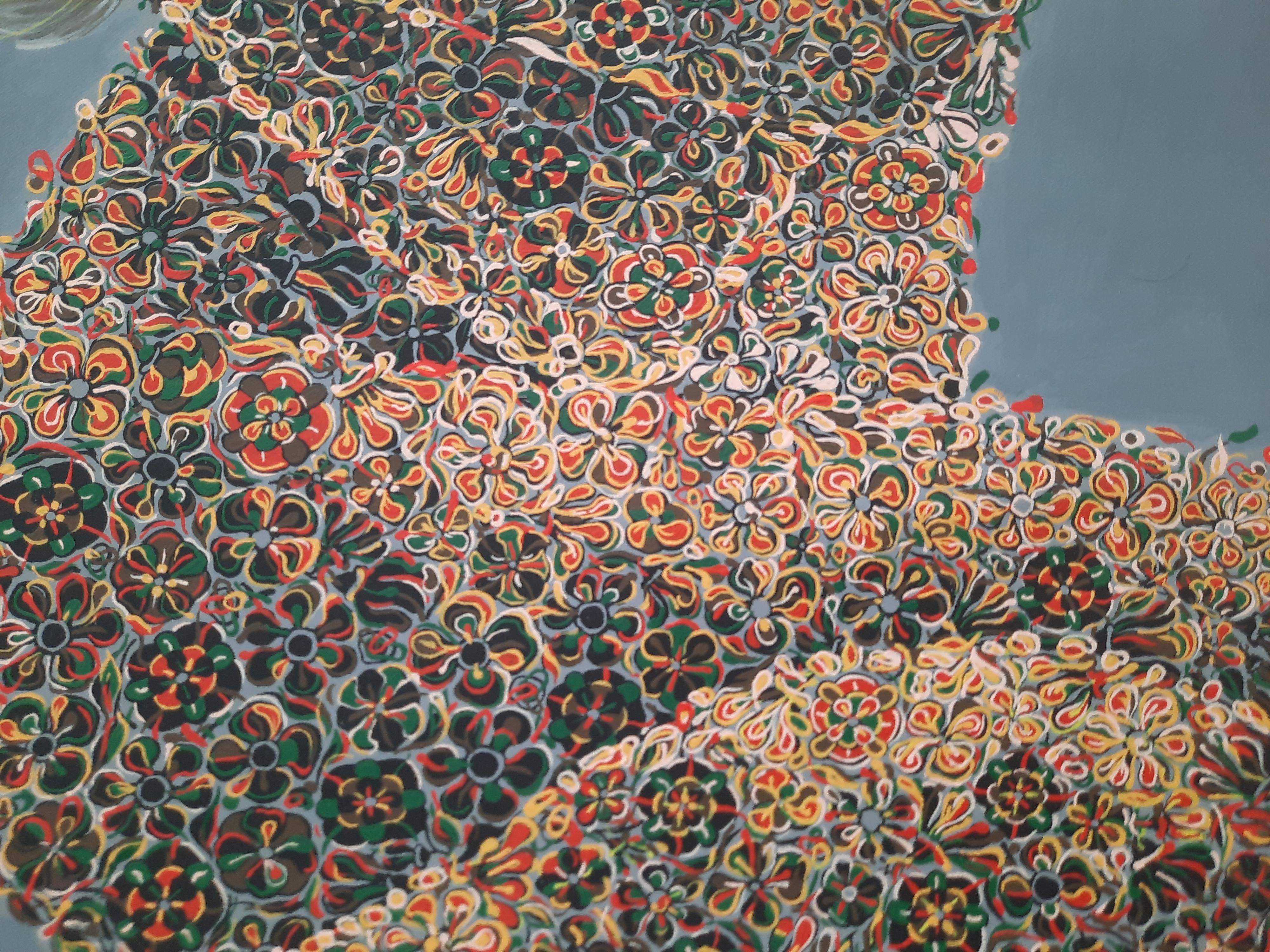 Sueños diurnos en flor Glodi Kasindi Malumbe Arte africano contemporáneo pintura desnudo en venta 5
