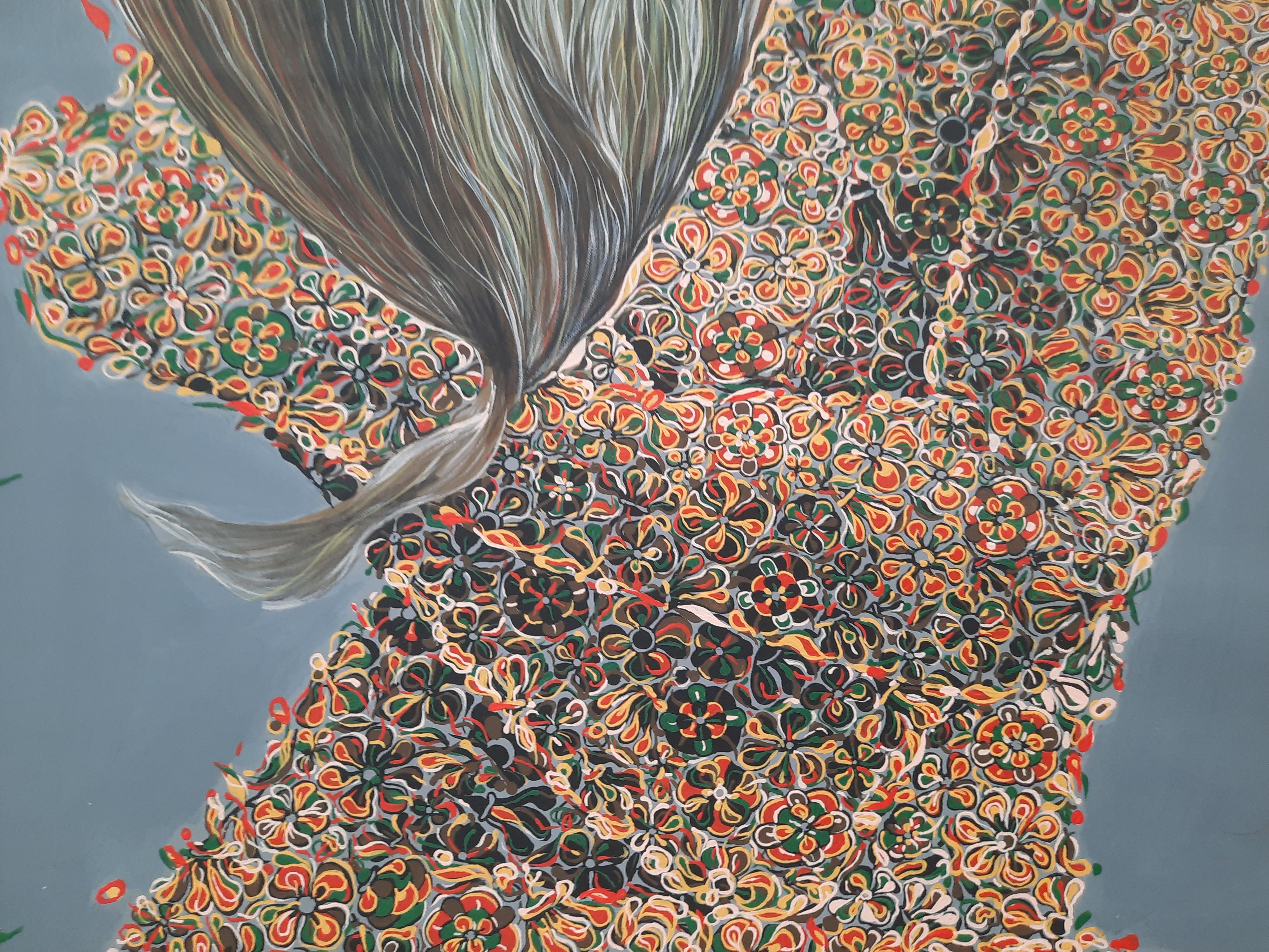 Sueños diurnos en flor Glodi Kasindi Malumbe Arte africano contemporáneo pintura desnudo en venta 6