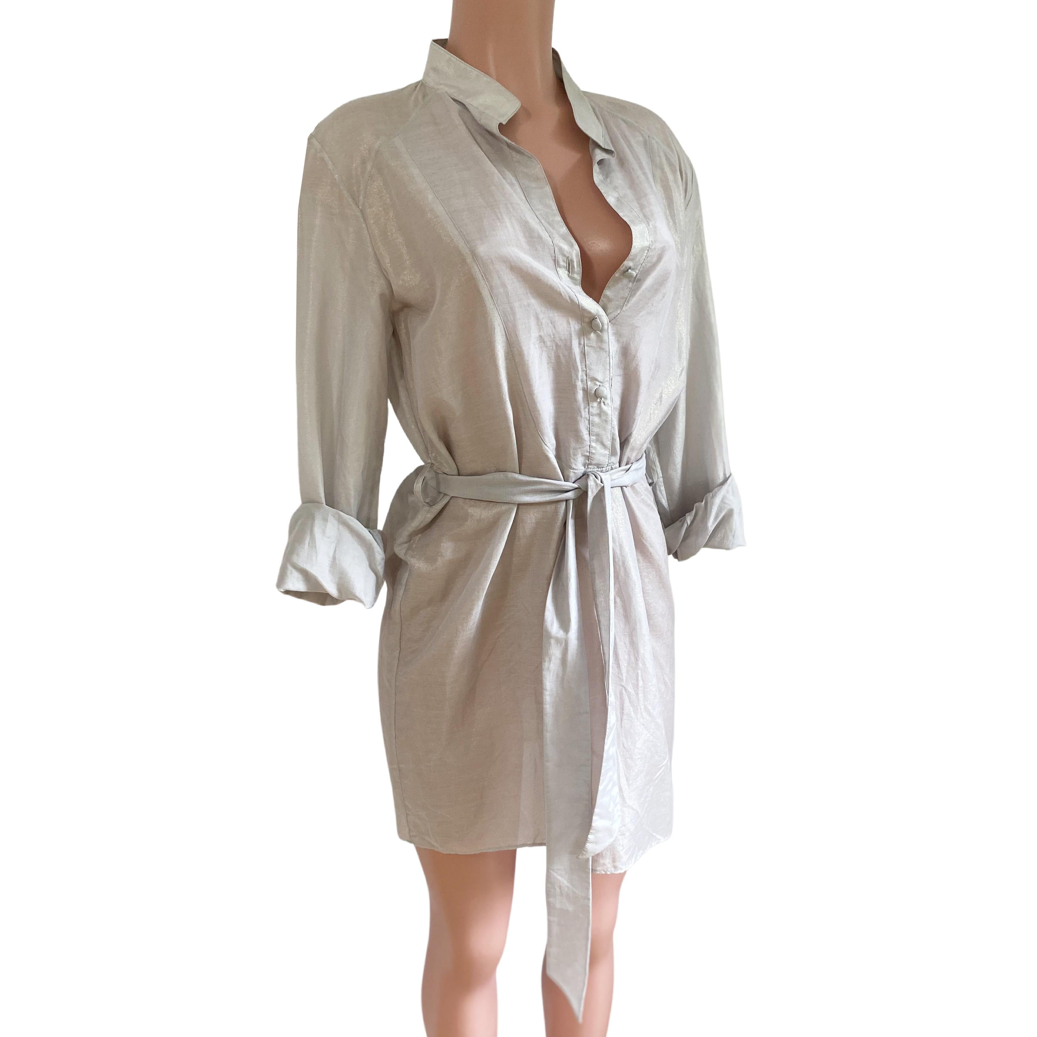 Gray Glodwash over gray silk gossamer tunic shirt dress - NWT For Sale