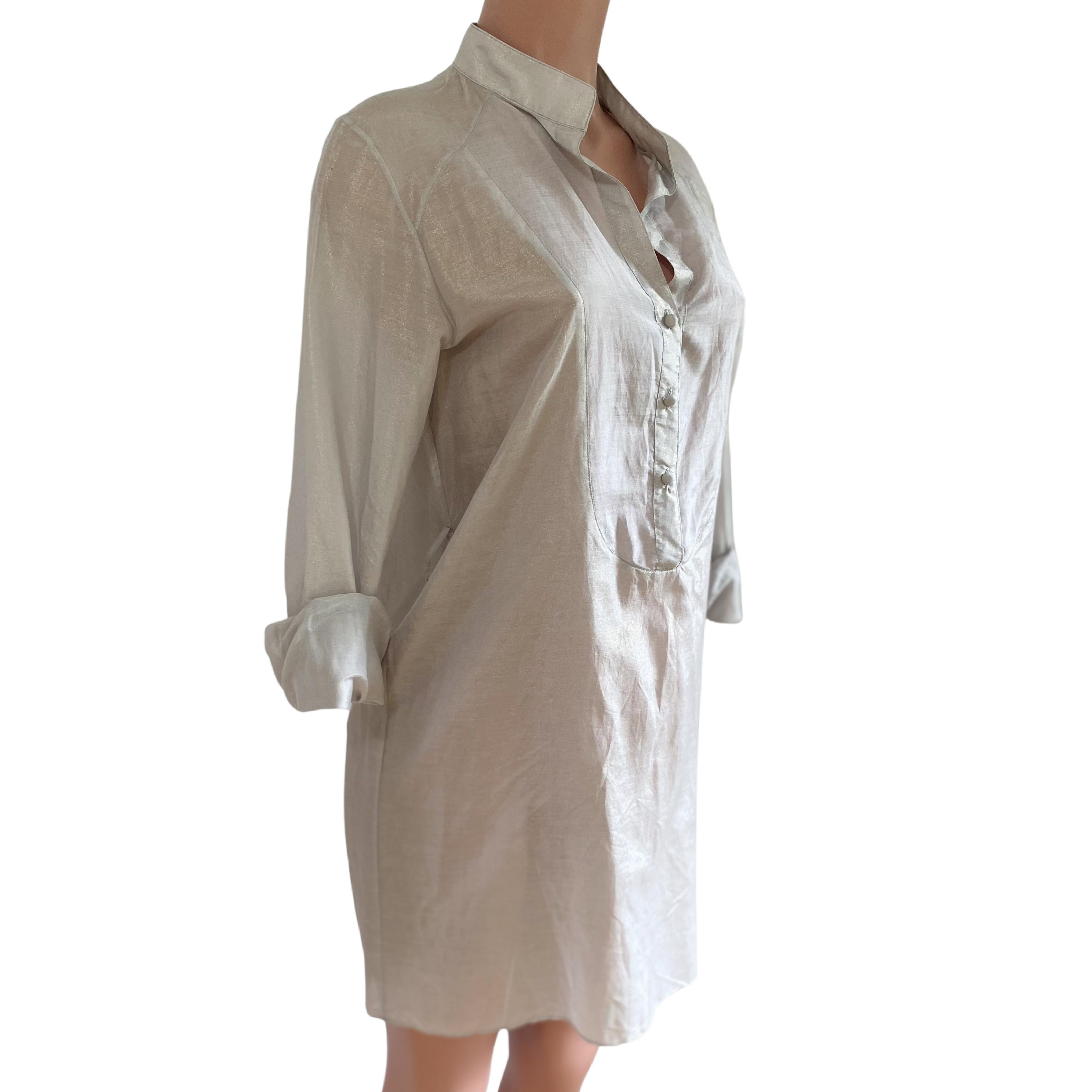 Women's Glodwash over gray silk gossamer tunic shirt dress - NWT For Sale