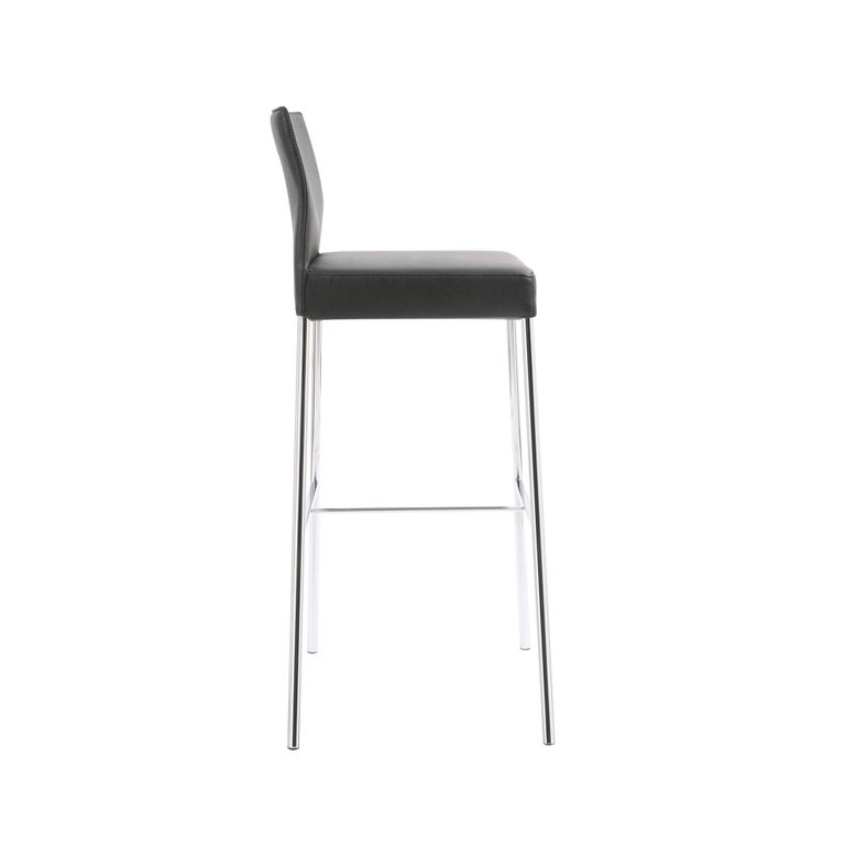 Modern GLOOH Bar Stool in Black Leather by KFF For Sale