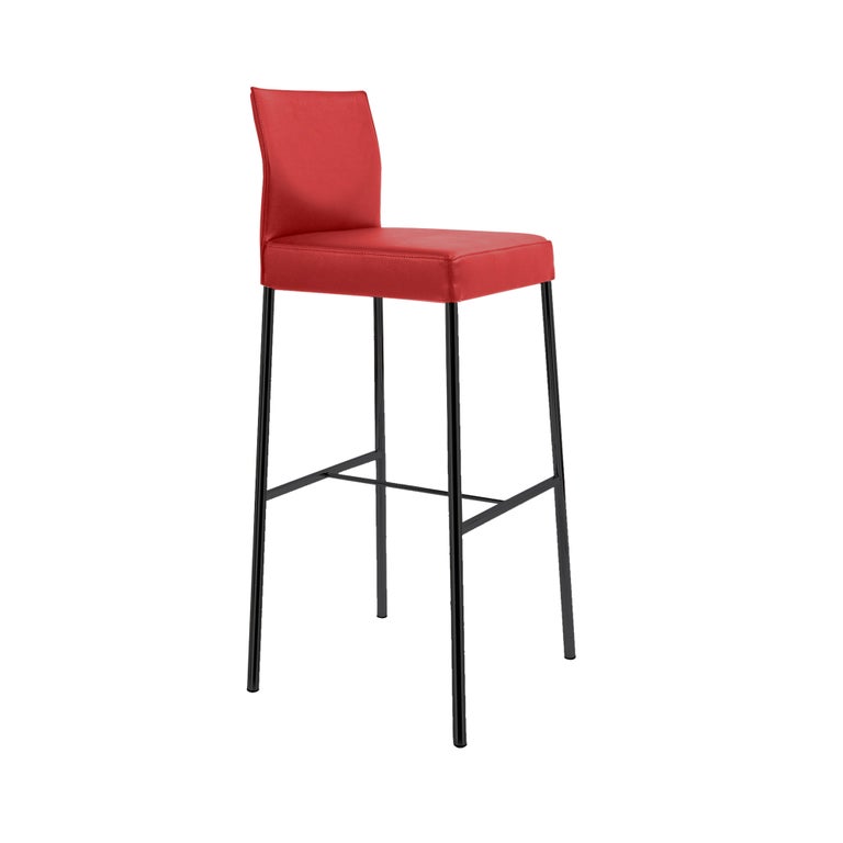 GLOOH Bar Stool in Red Leather by KFF For Sale