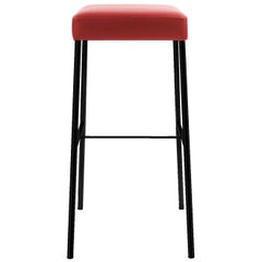 GLOOH Bar Stool without Backrest in Black Leather by KFF
