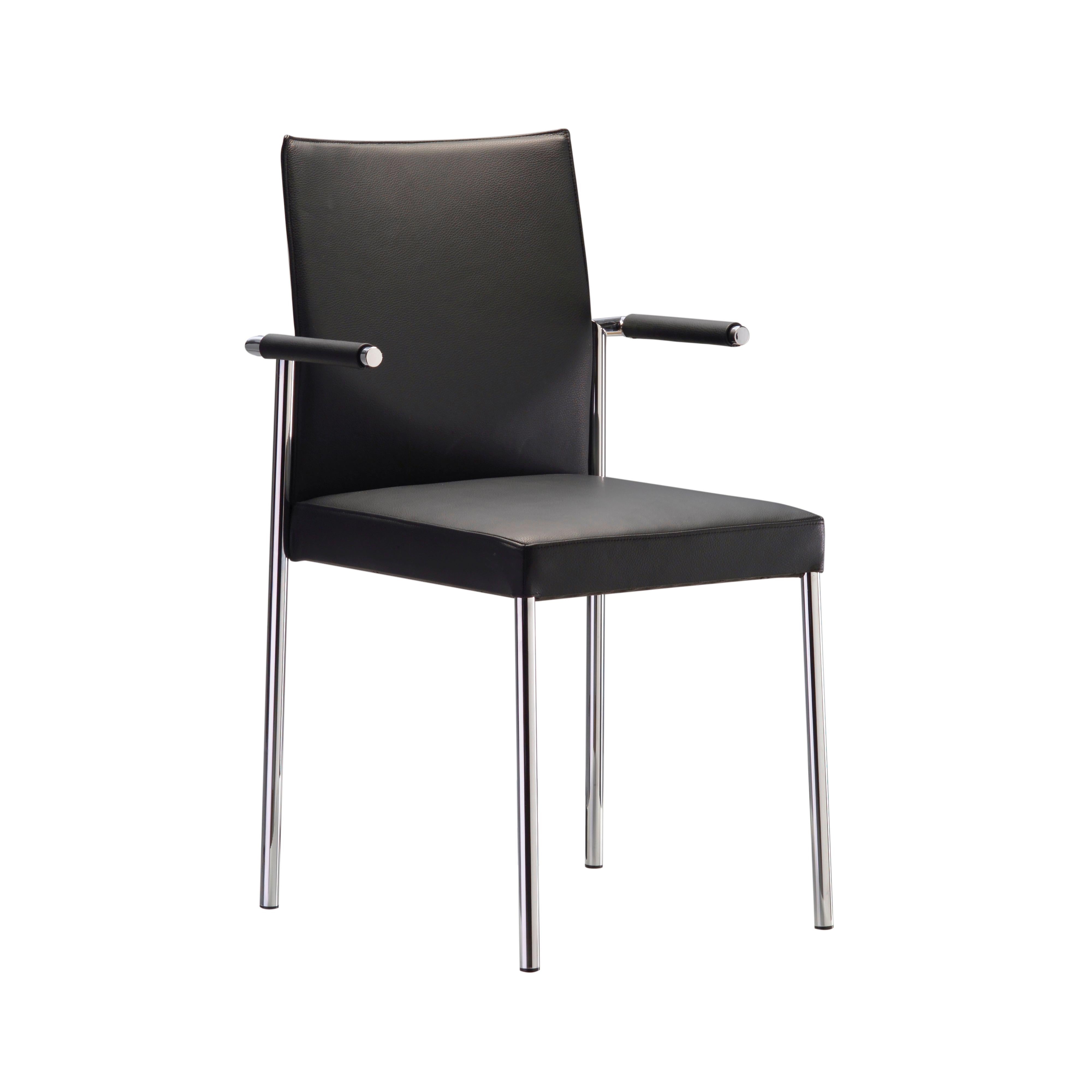 GLOOH Chair with Armrests in Black Leather by KFF