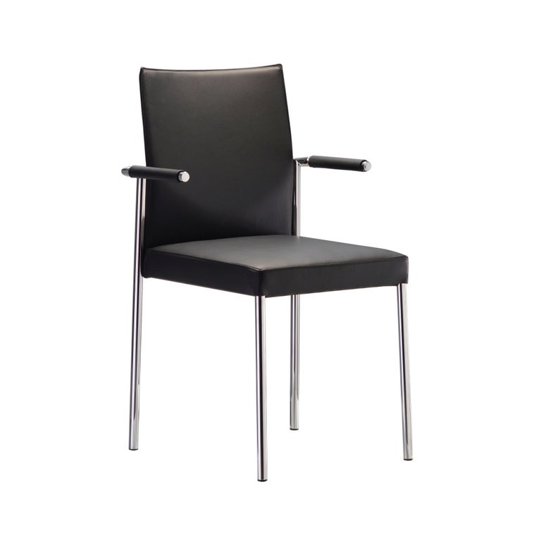 GLOOH Chair with Armrests in Black Leather by KFF 1