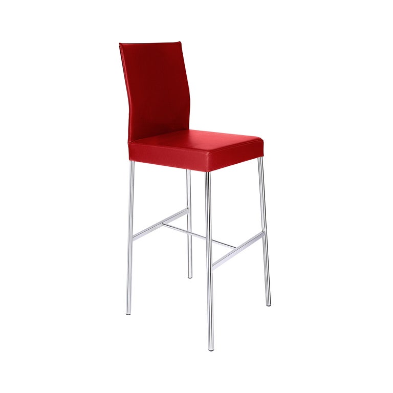 GLOOH Counter Stool in Red Leather by KFF For Sale