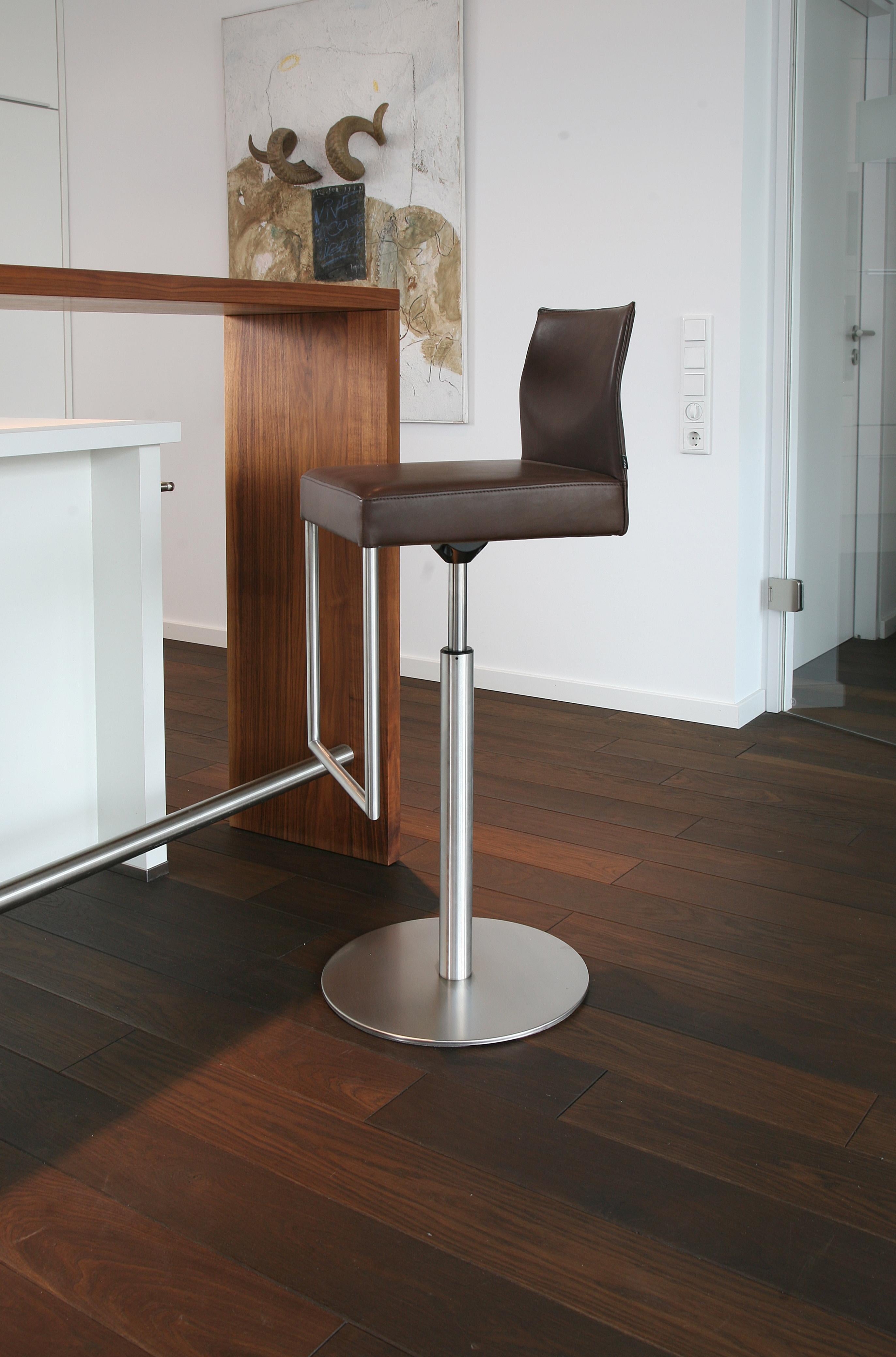 Modern GLOOH Tall Bar Stool with Cantilever in Grey Leather by KFF For Sale