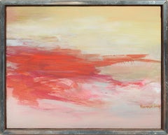 Vintage American Signed Abstract Expressionist Female Modern Sunset Oil Painting