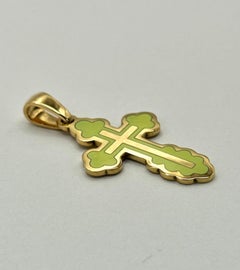 Croce di Gloria in oro giallo e smalto Anis