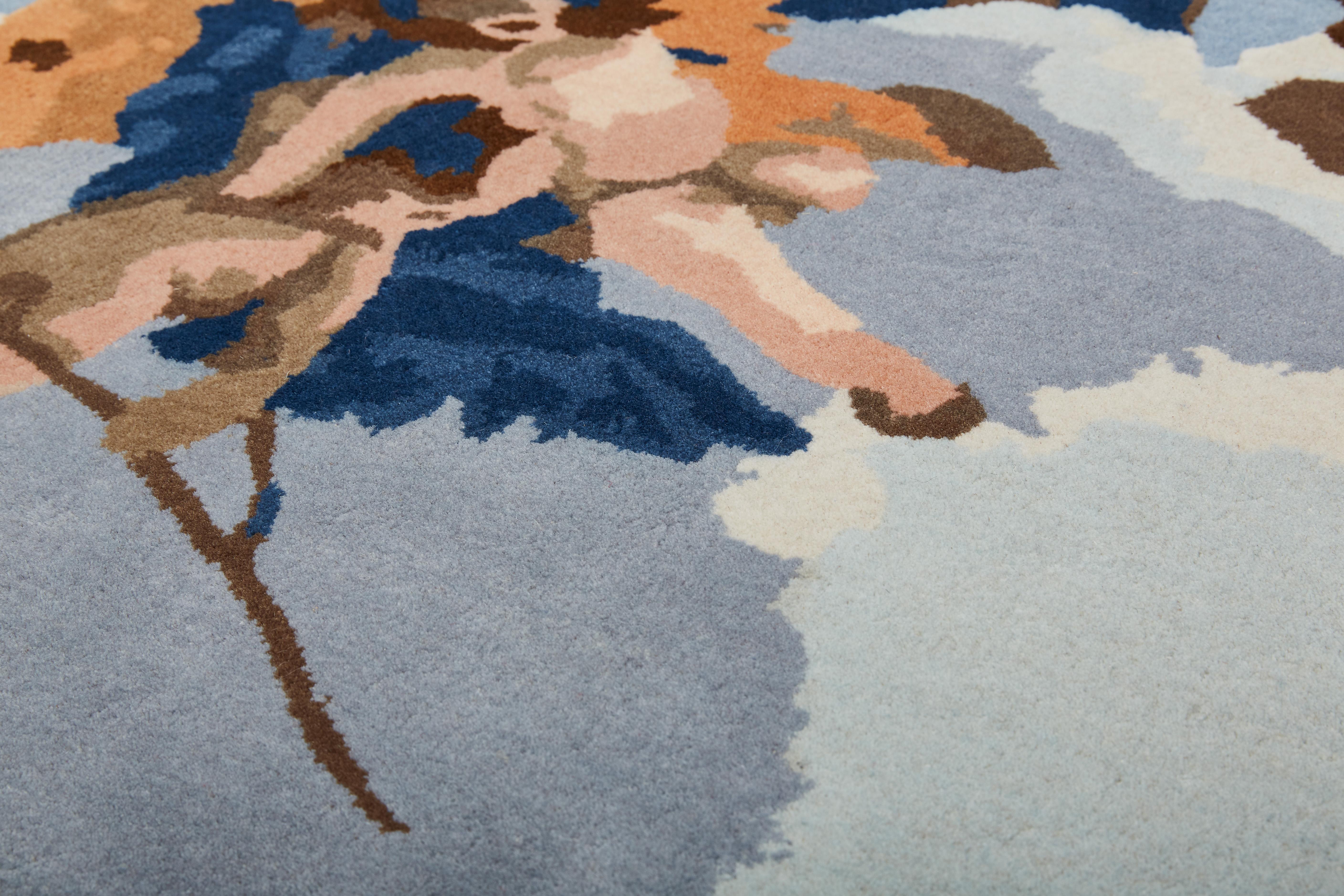 Indian Gloria d'Angeli Carpet, Handtufted in Wool, Alessandra Baldereschi For Sale
