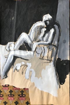 Vintage "Leaning in Chair" Mid-Century Figurative