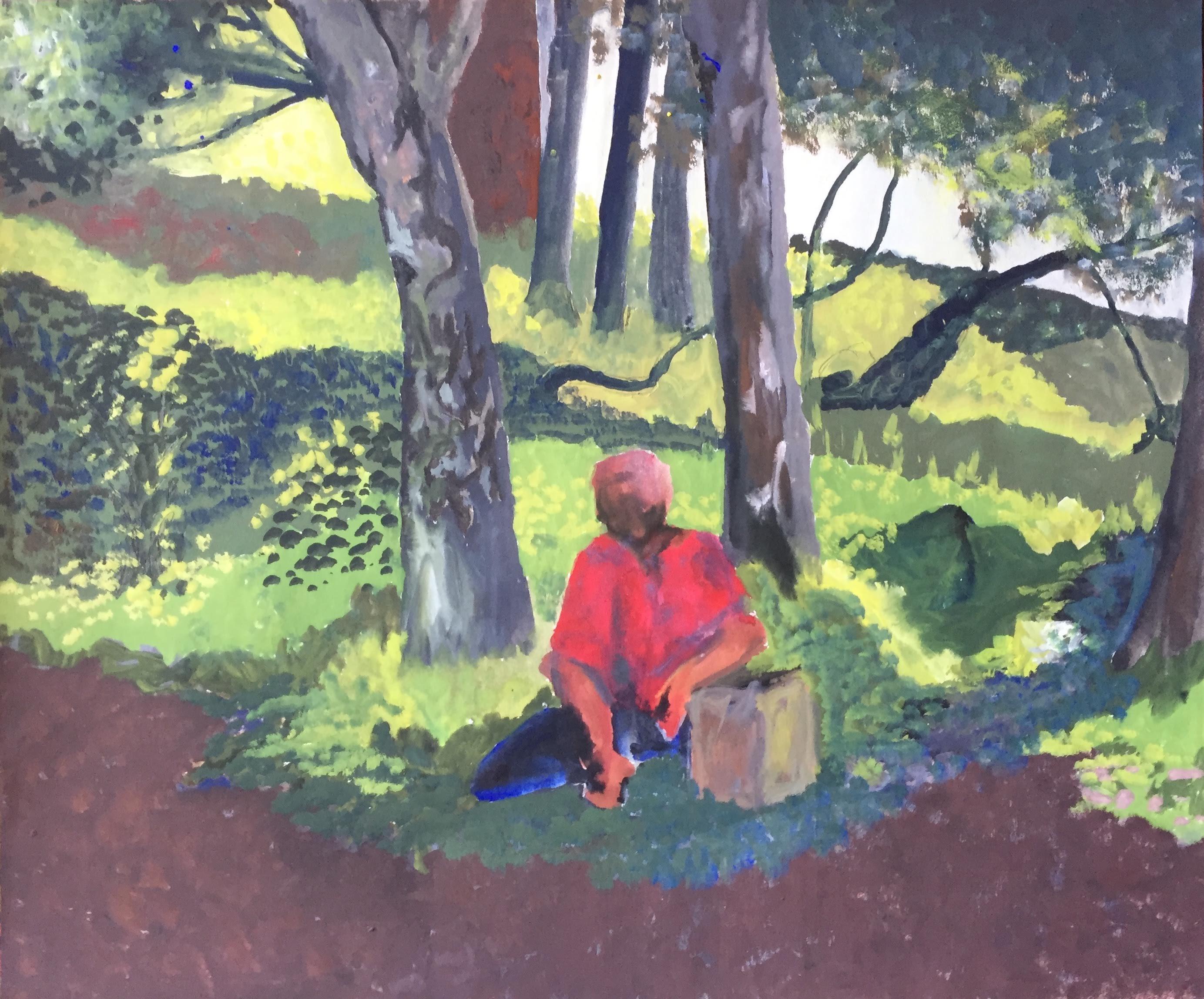 Paisaje de mediados de siglo Pintura figurativa Instituto de Arte de SF Verde, rojo, azul