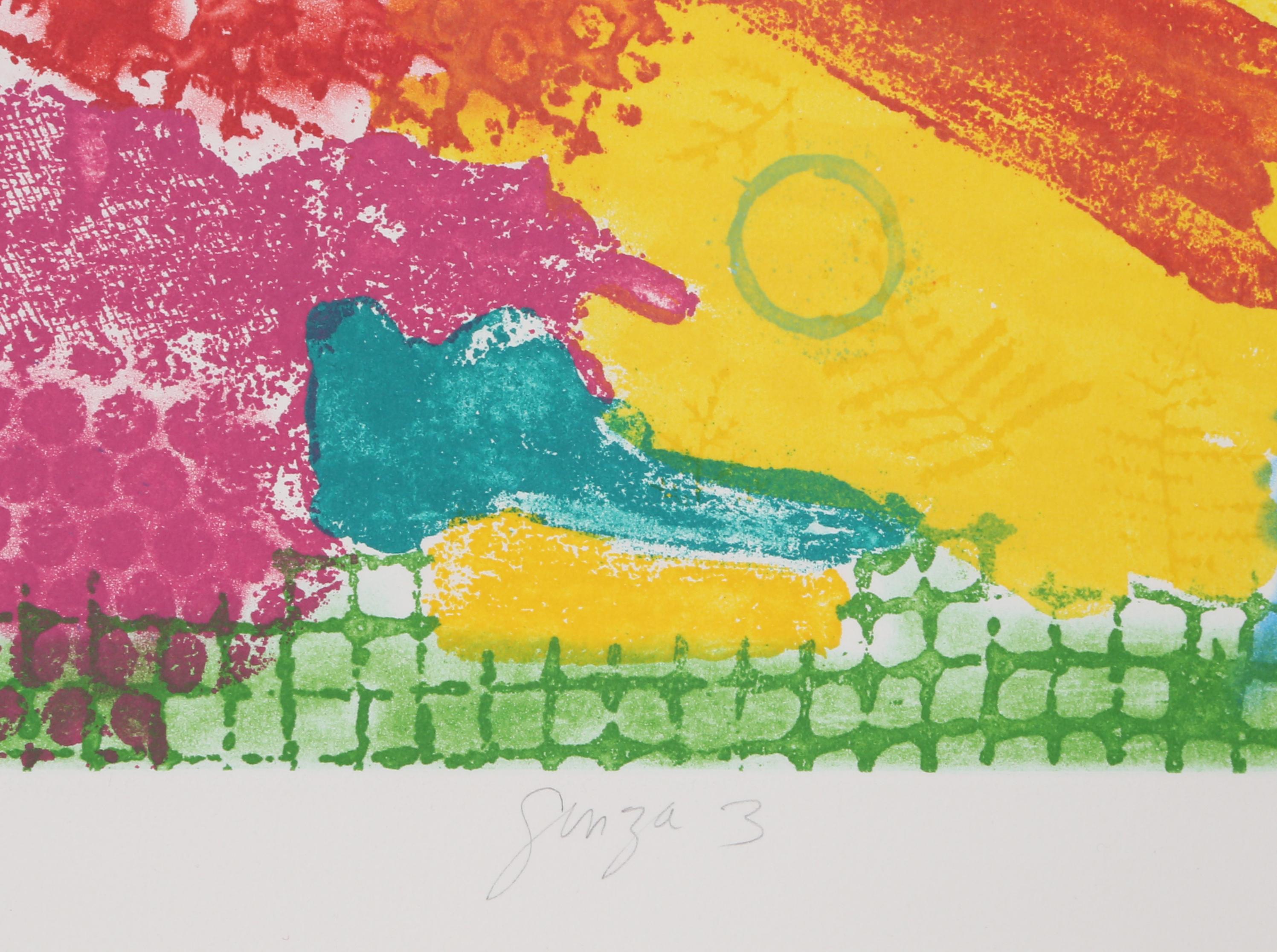 Gran aguafuerte abstracto de colores de Gloria Garfinkel en venta 2