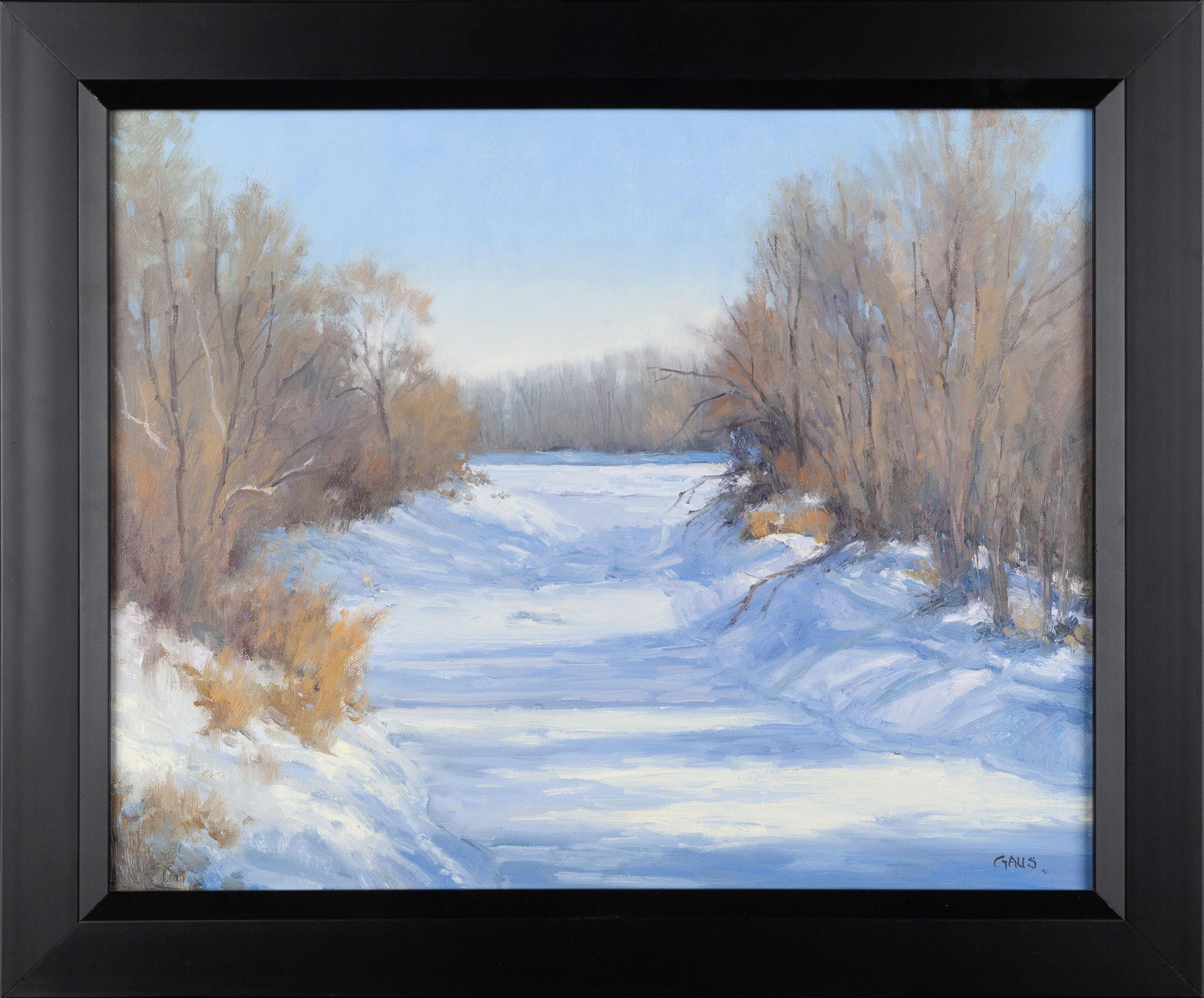 Gloria Gaus Landscape Painting – Skateboardfahren am Moniteau Creek bis zum Fluss