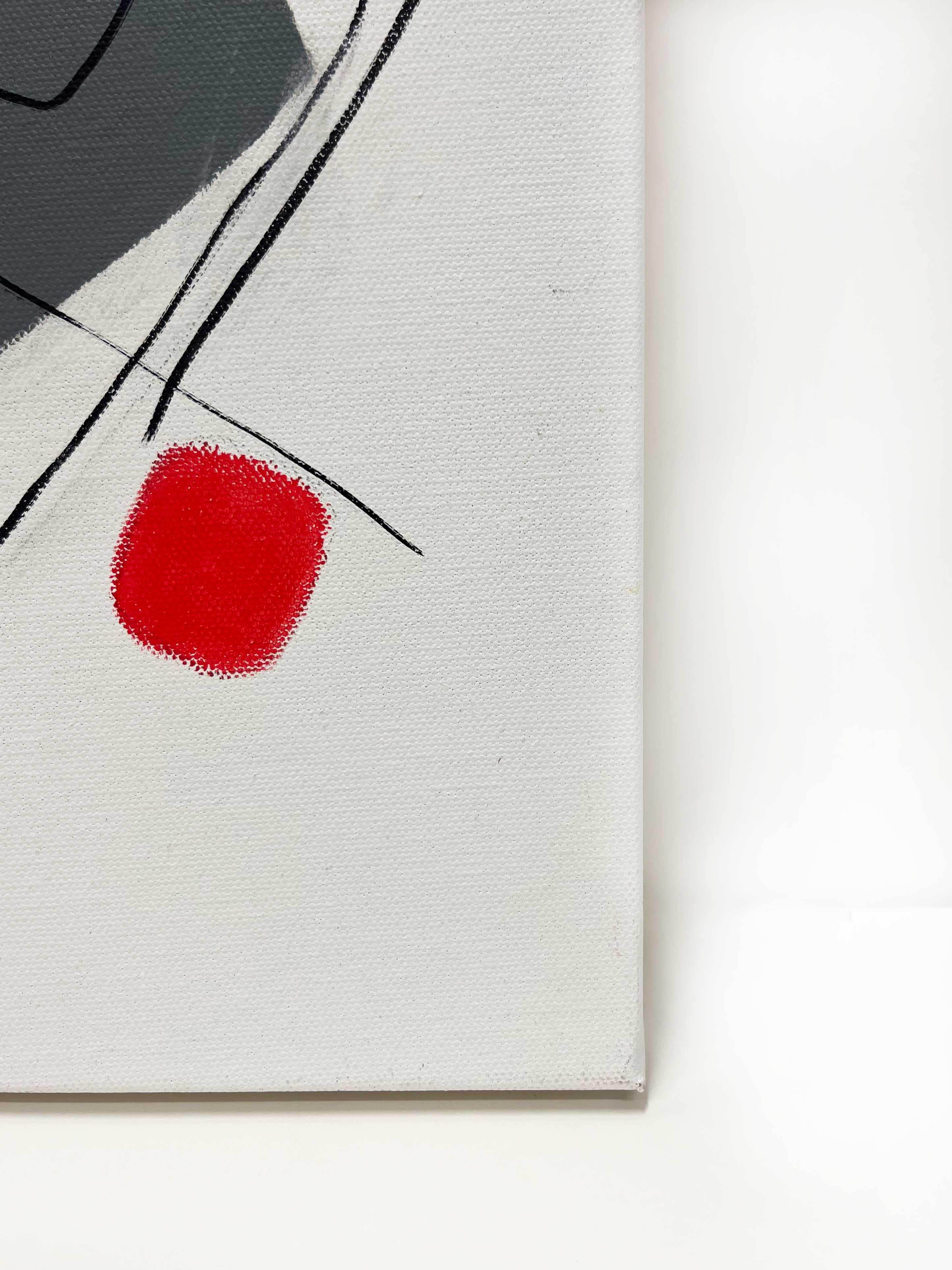 Let’s Simplify Things XX, minimalist abstract in grey, pink and red For Sale 3