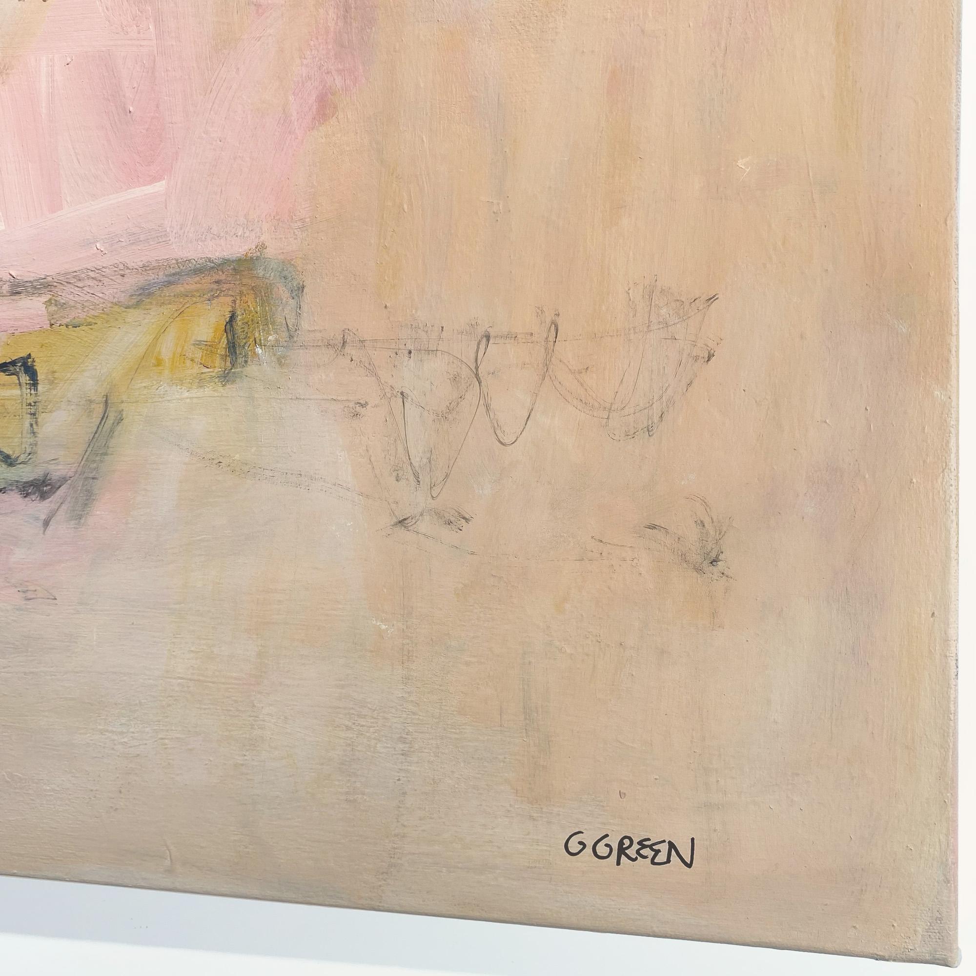 Machen Sie es sich gemütlich (Beige), Abstract Painting, von Gloria Green
