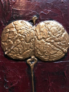 Pintura escultórica contemporánea en técnica mixta "Autorretrato de mi corazón